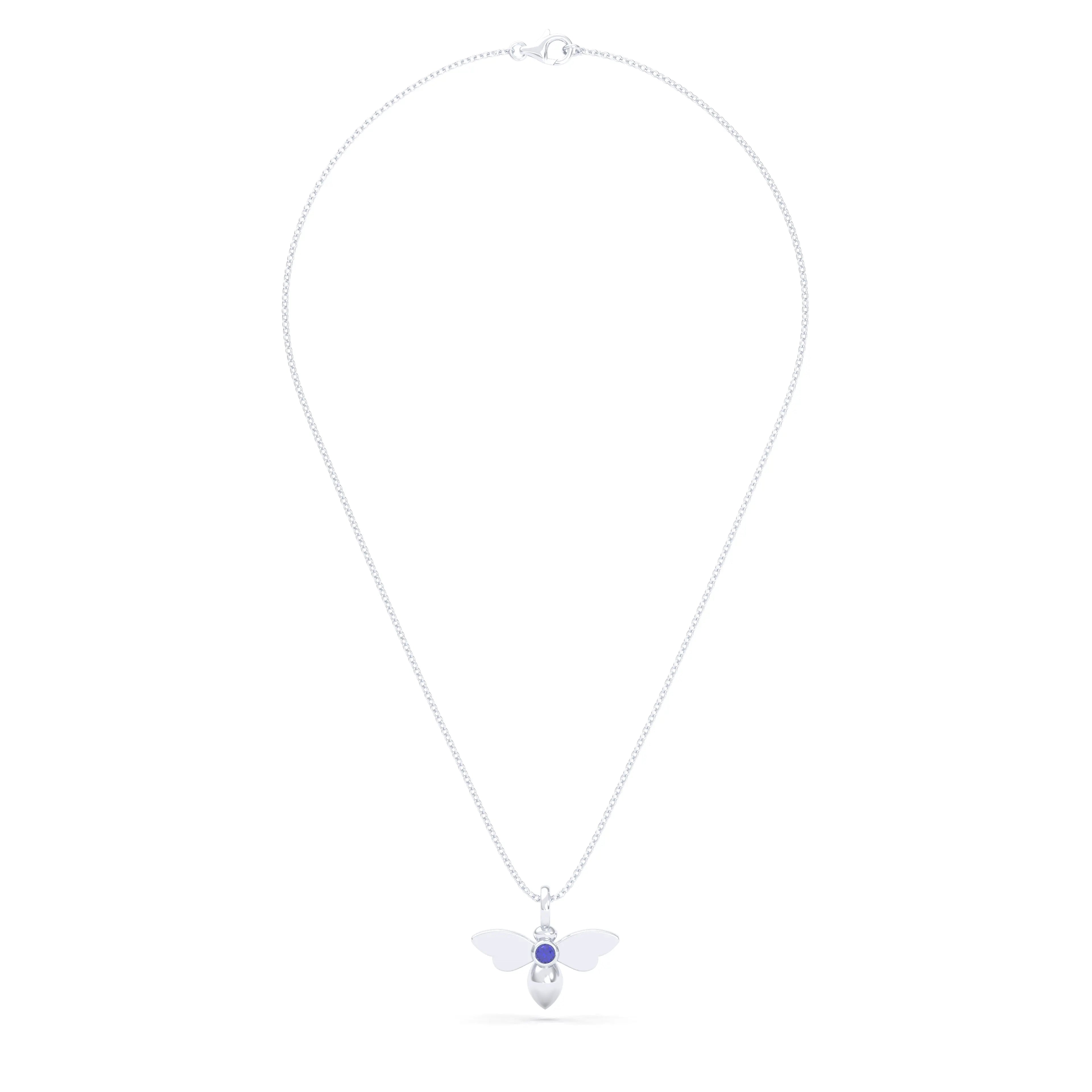 Collier Abeille en argent 950 et pierre fine ou précieuse au choix