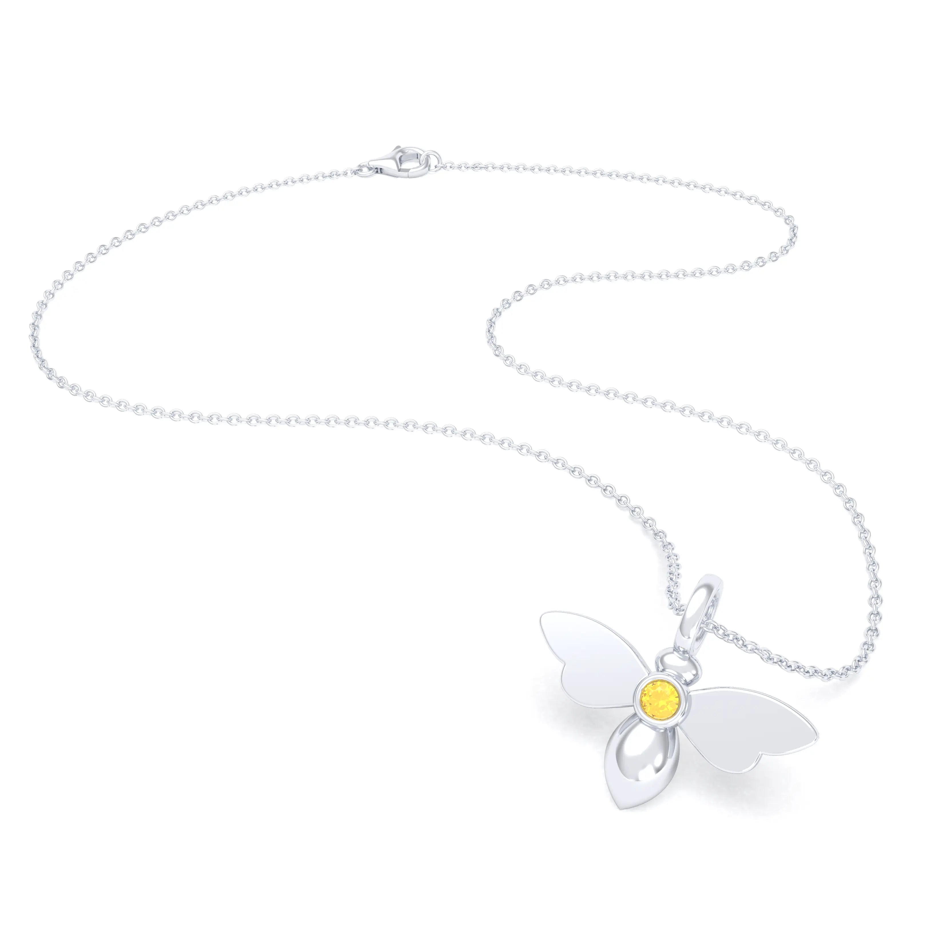 Collier Abeille en argent 950 et pierre fine ou précieuse au choix
