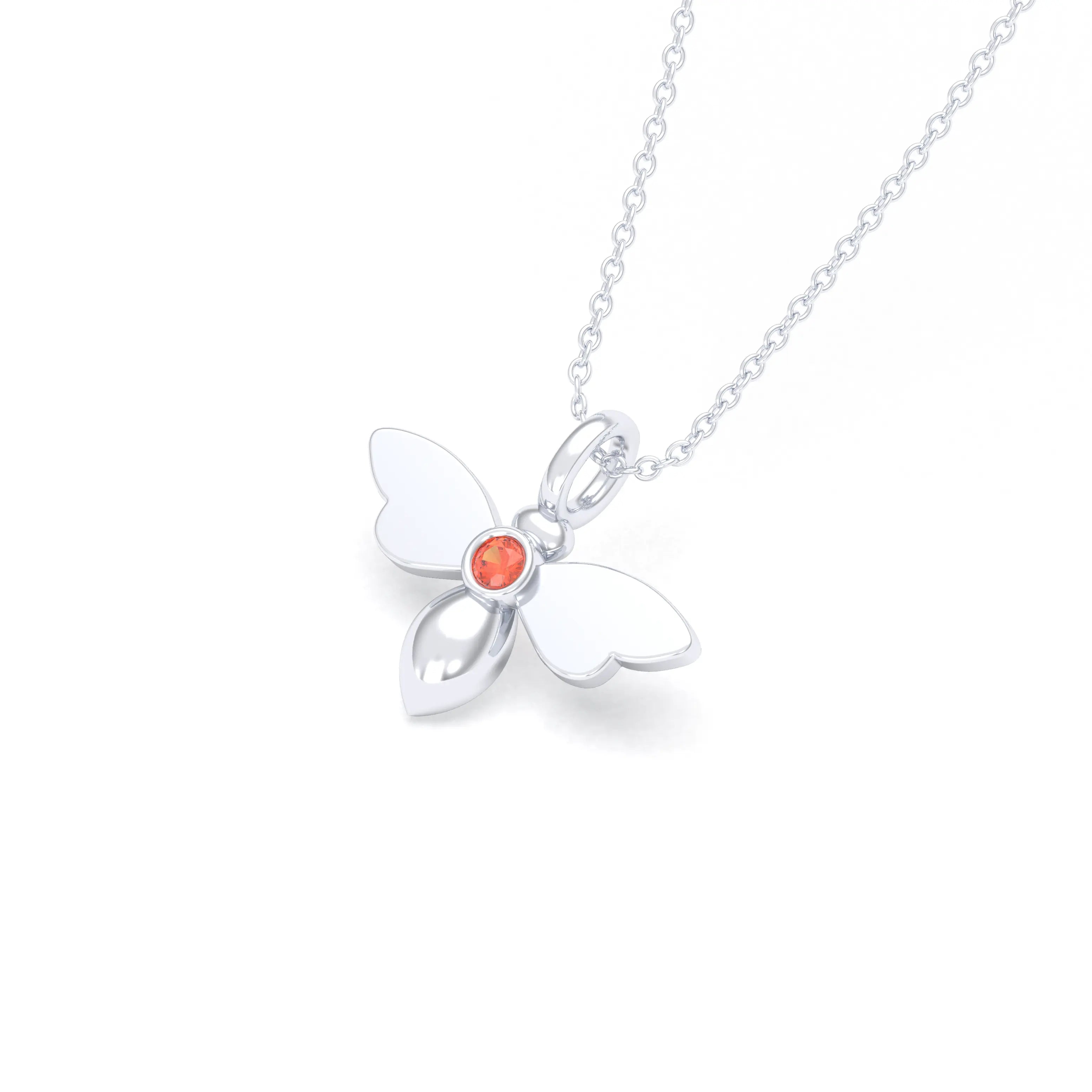 Collier Abeille en argent 950 et pierre fine ou précieuse au choix Saphir orange