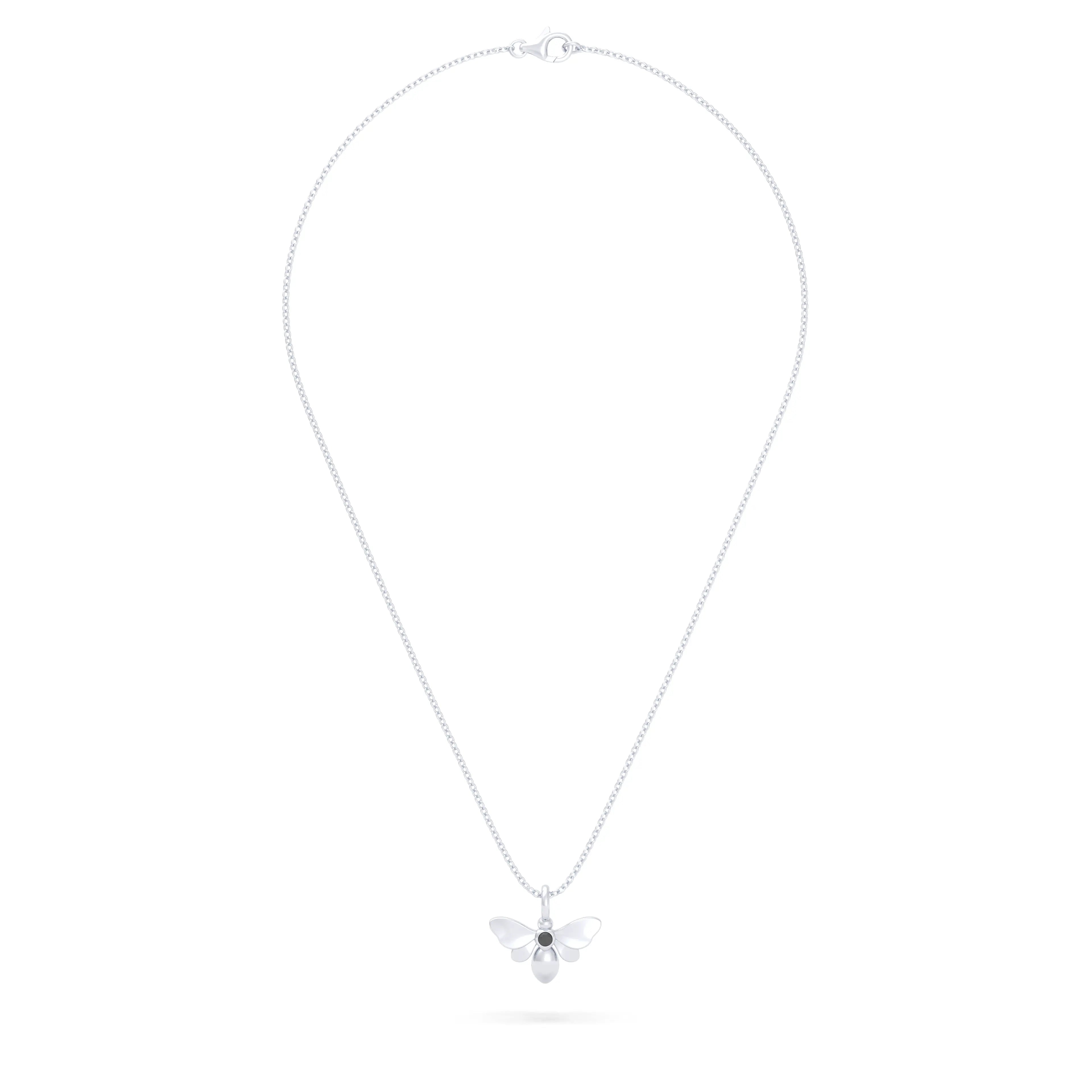 Collier Abeille en or blanc 18 carats et pierre précieuse au choix