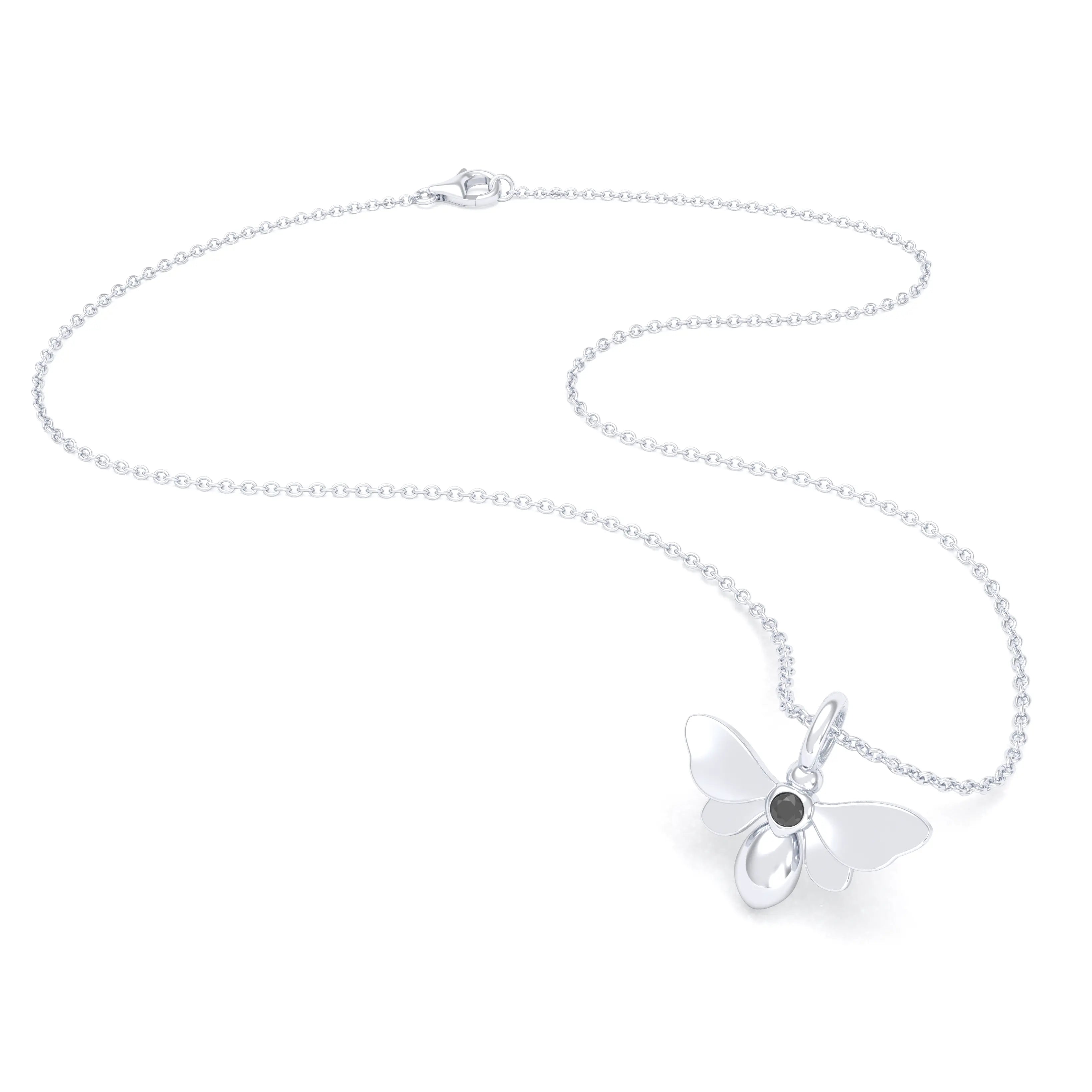 Collier Abeille en or blanc 18 carats et pierre précieuse au choix