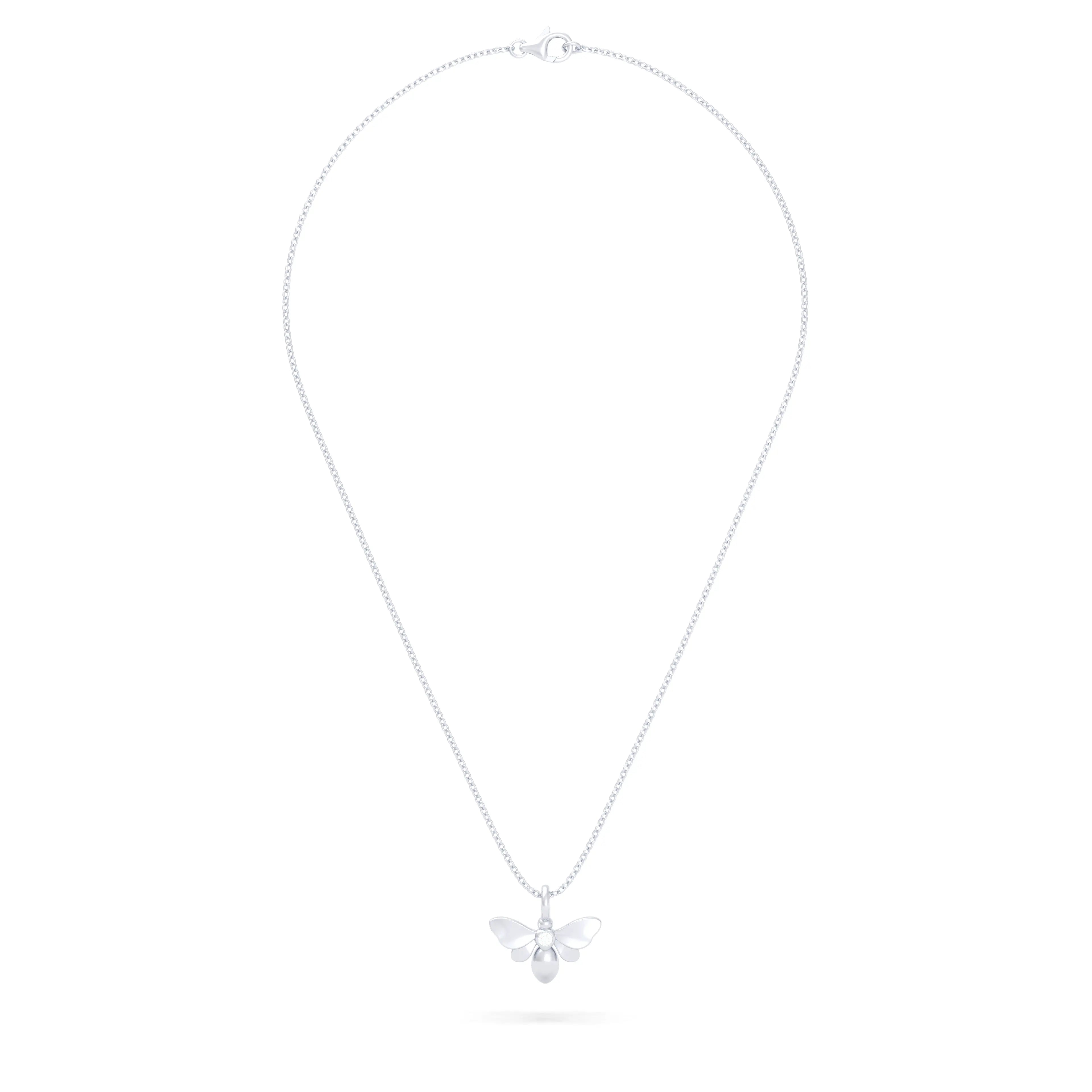 Collier Abeille en or blanc 18 carats et pierre précieuse au choix