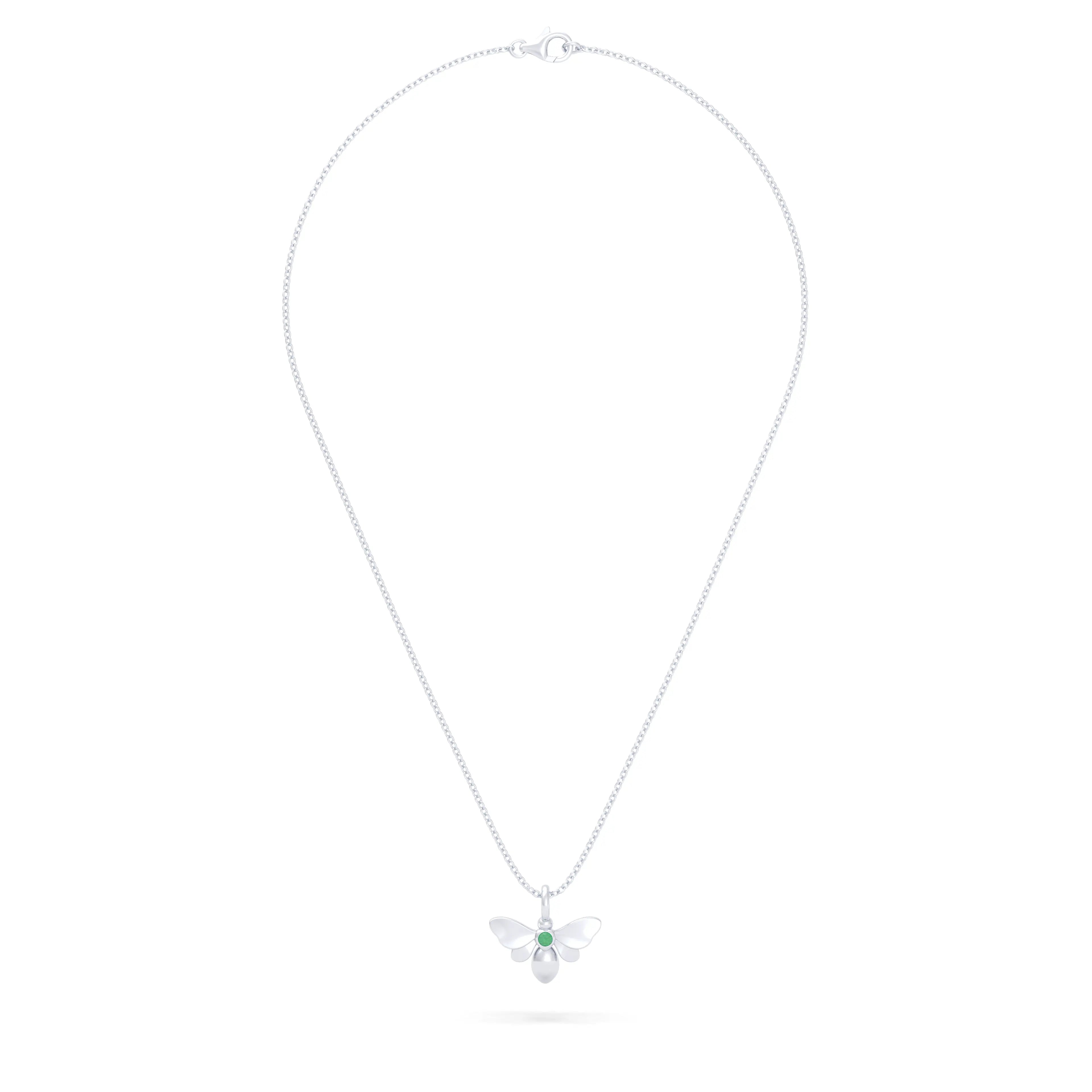 Collier Abeille en or blanc 18 carats et pierre précieuse au choix