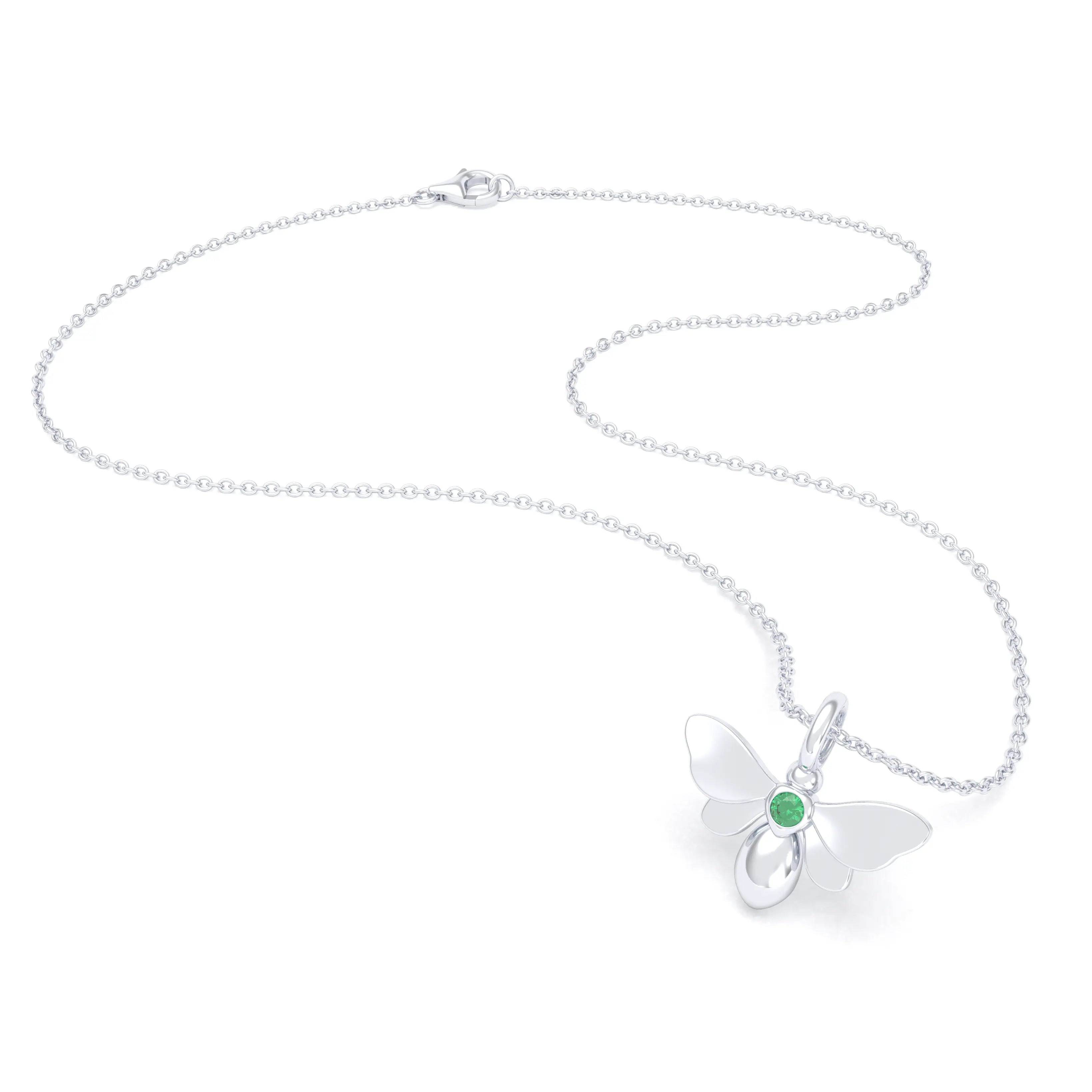 Collier Abeille en or blanc 18 carats et pierre précieuse au choix