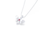 Collier Abeille en or blanc 18 carats et pierre précieuse au choix Rubis Pendentif avec chaîne