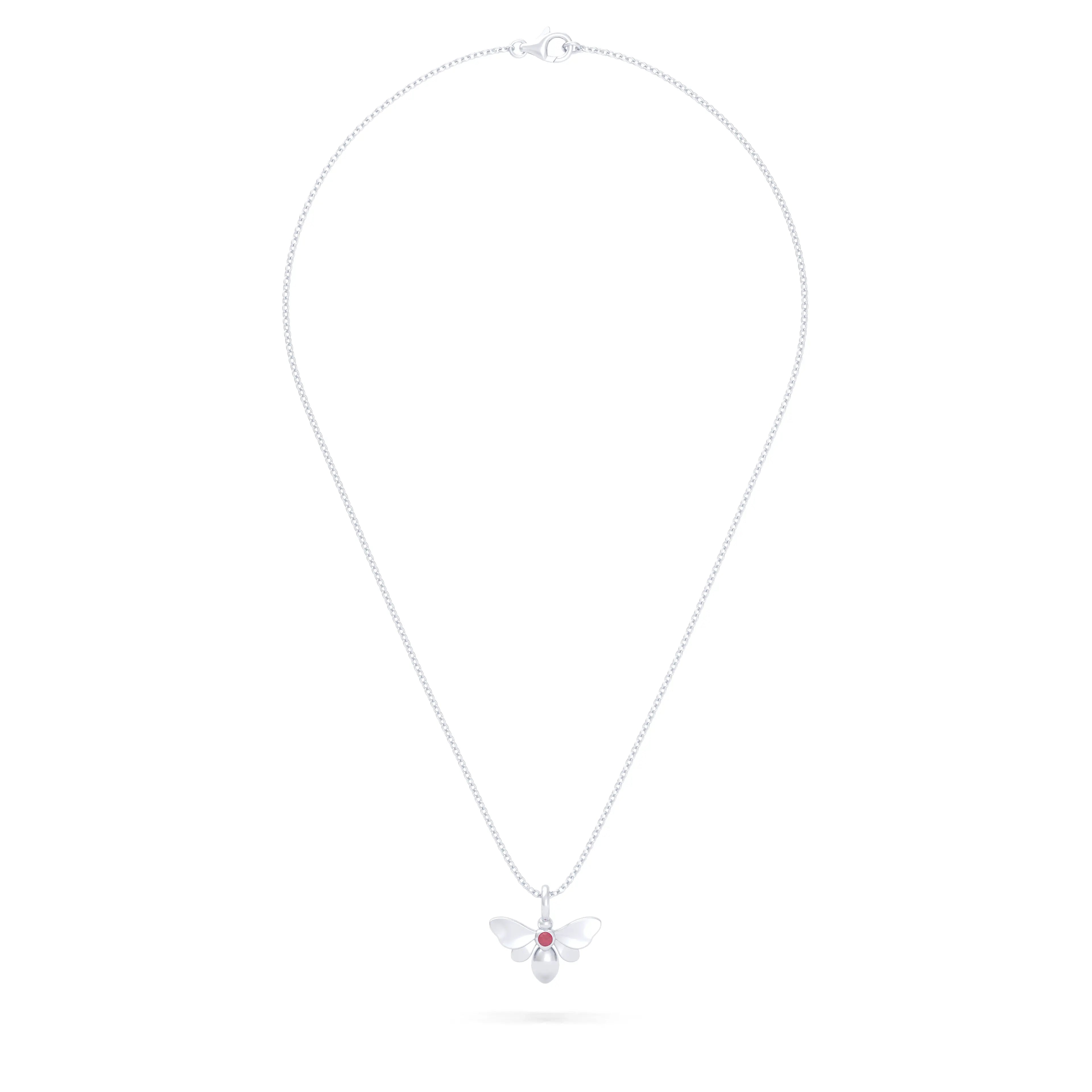 Collier Abeille en or blanc 18 carats et pierre précieuse au choix