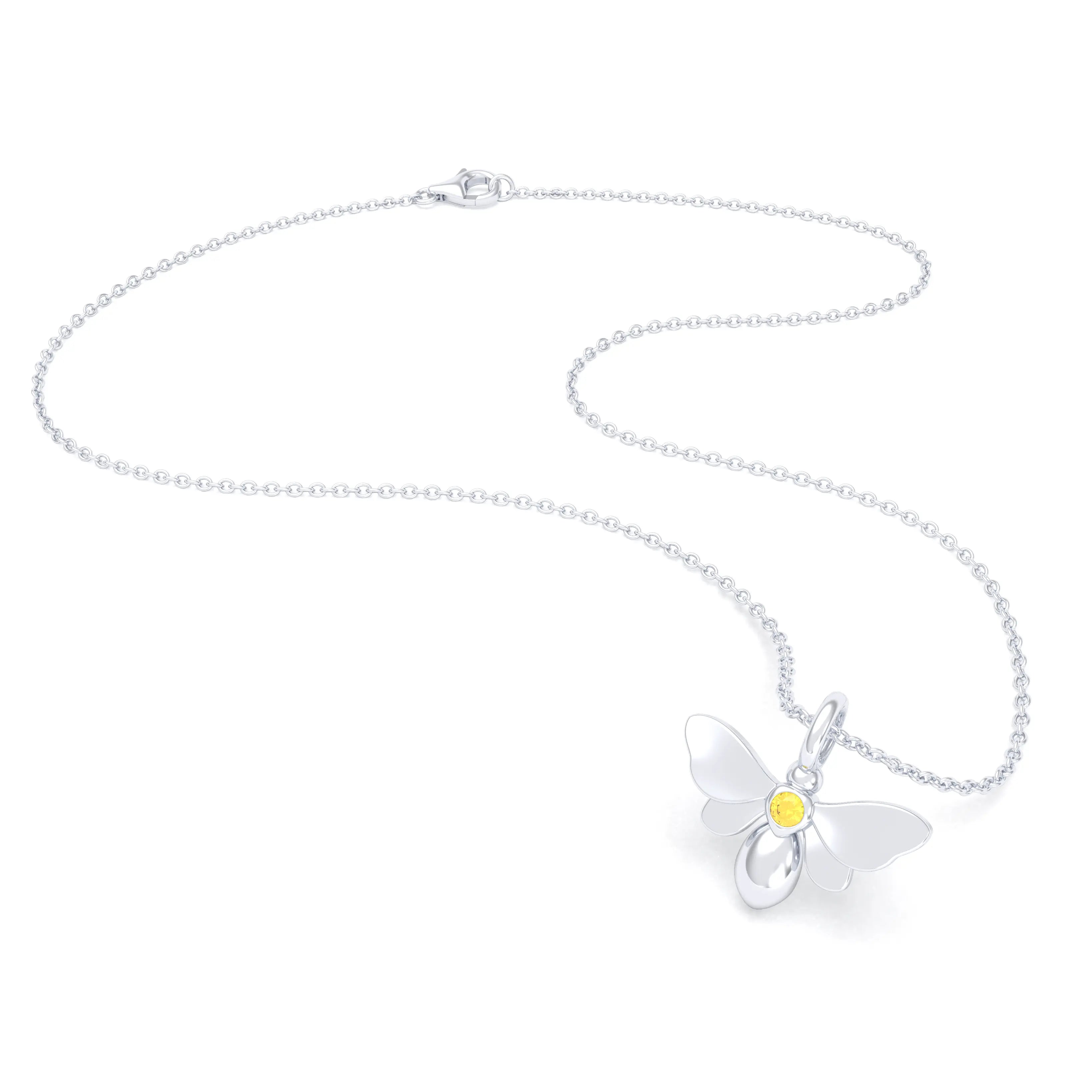 Collier Abeille en or blanc 18 carats et pierre précieuse au choix
