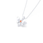 Collier Abeille en or blanc 18 carats et pierre précieuse au choix Saphir orange Pendentif avec chaîne