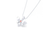 Collier Abeille en or blanc 18 carats et pierre précieuse au choix Saphir pêche Pendentif avec chaîne