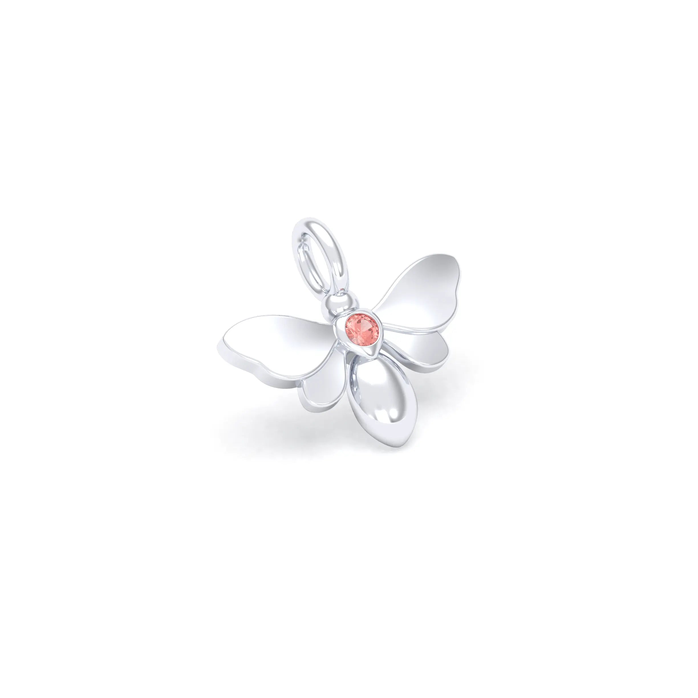 Collier Abeille en or blanc 18 carats et pierre précieuse au choix Saphir pêche Pendentif seul