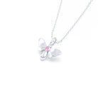 Collier Abeille en or blanc 18 carats et pierre précieuse au choix Saphir rose Pendentif avec chaîne