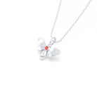 Collier Abeille en or blanc 18 carats et pierre précieuse au choix Saphir rouge Pendentif avec chaîne