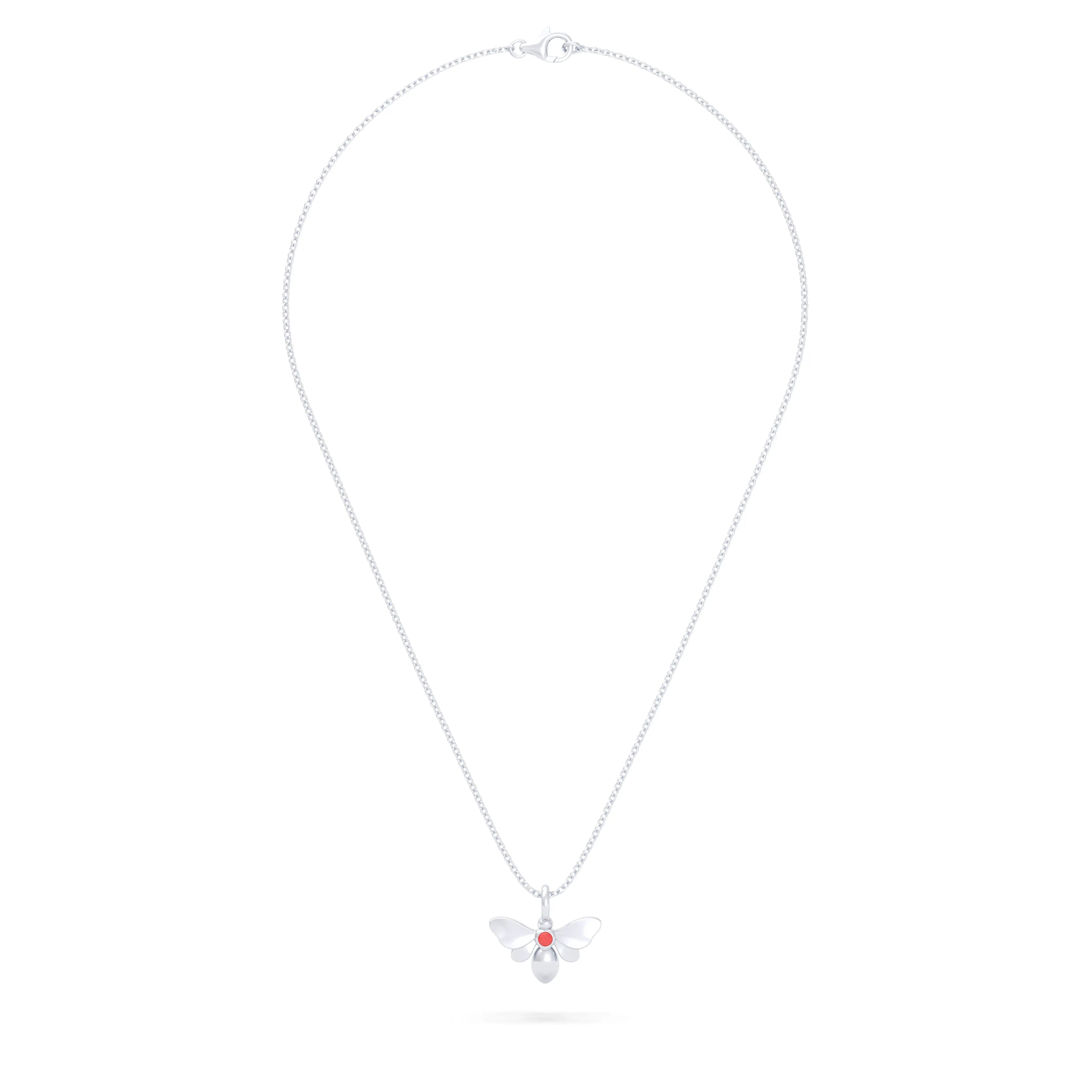 Collier Abeille en or blanc 18 carats et pierre précieuse au choix
