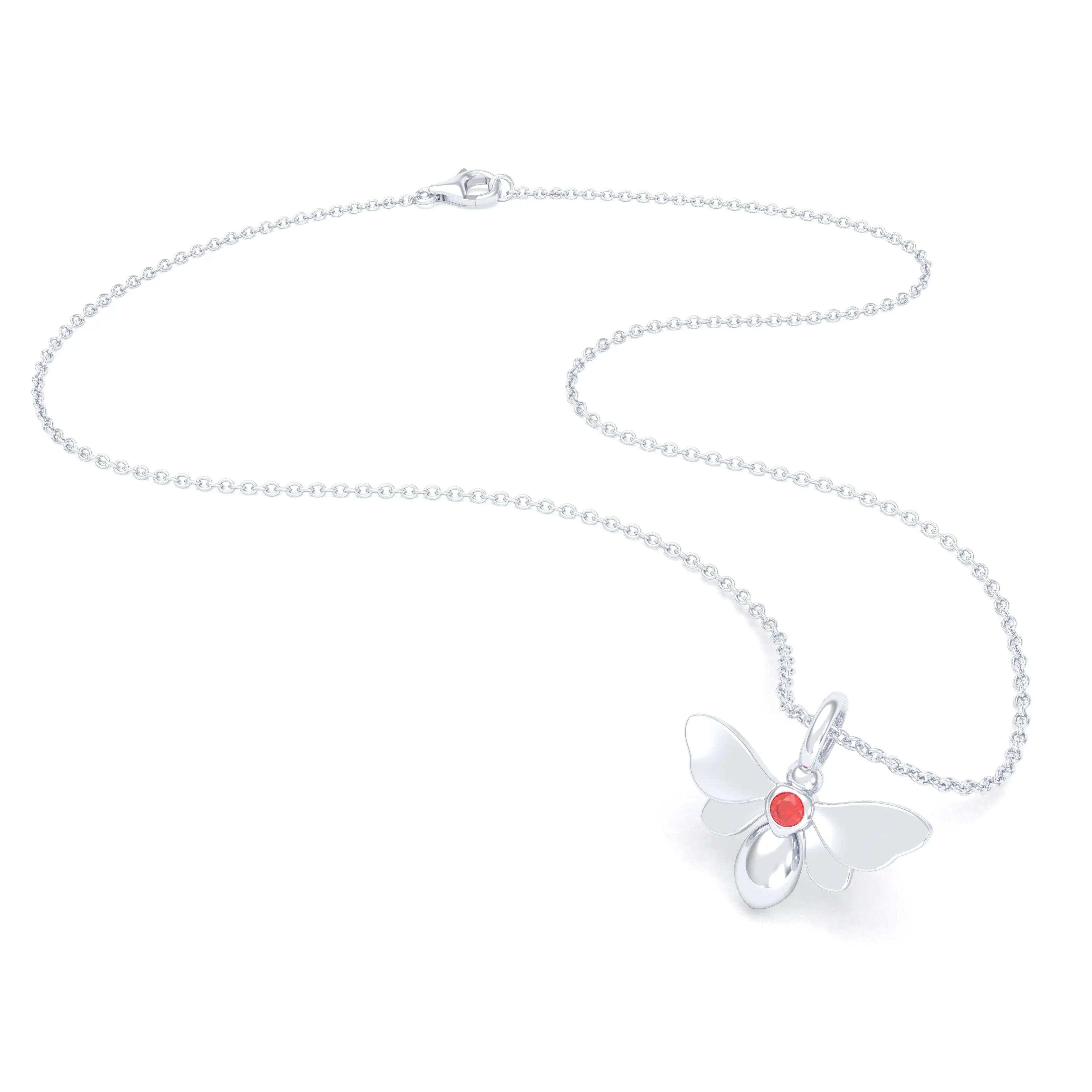 Collier Abeille en or blanc 18 carats et pierre précieuse au choix