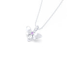 Collier Abeille en or blanc 18 carats et pierre précieuse au choix Saphir violet Pendentif avec chaîne