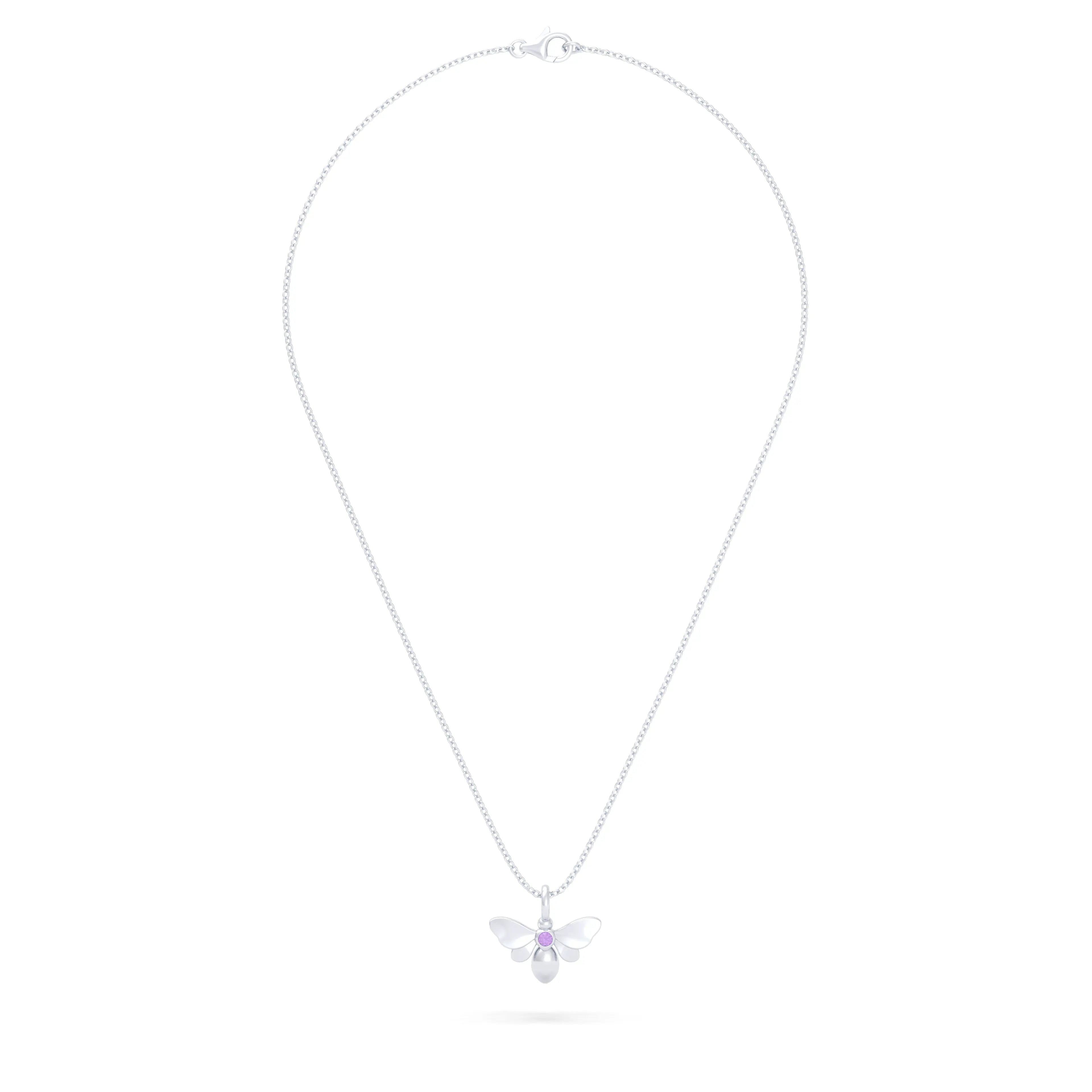 Collier Abeille en or blanc 18 carats et pierre précieuse au choix