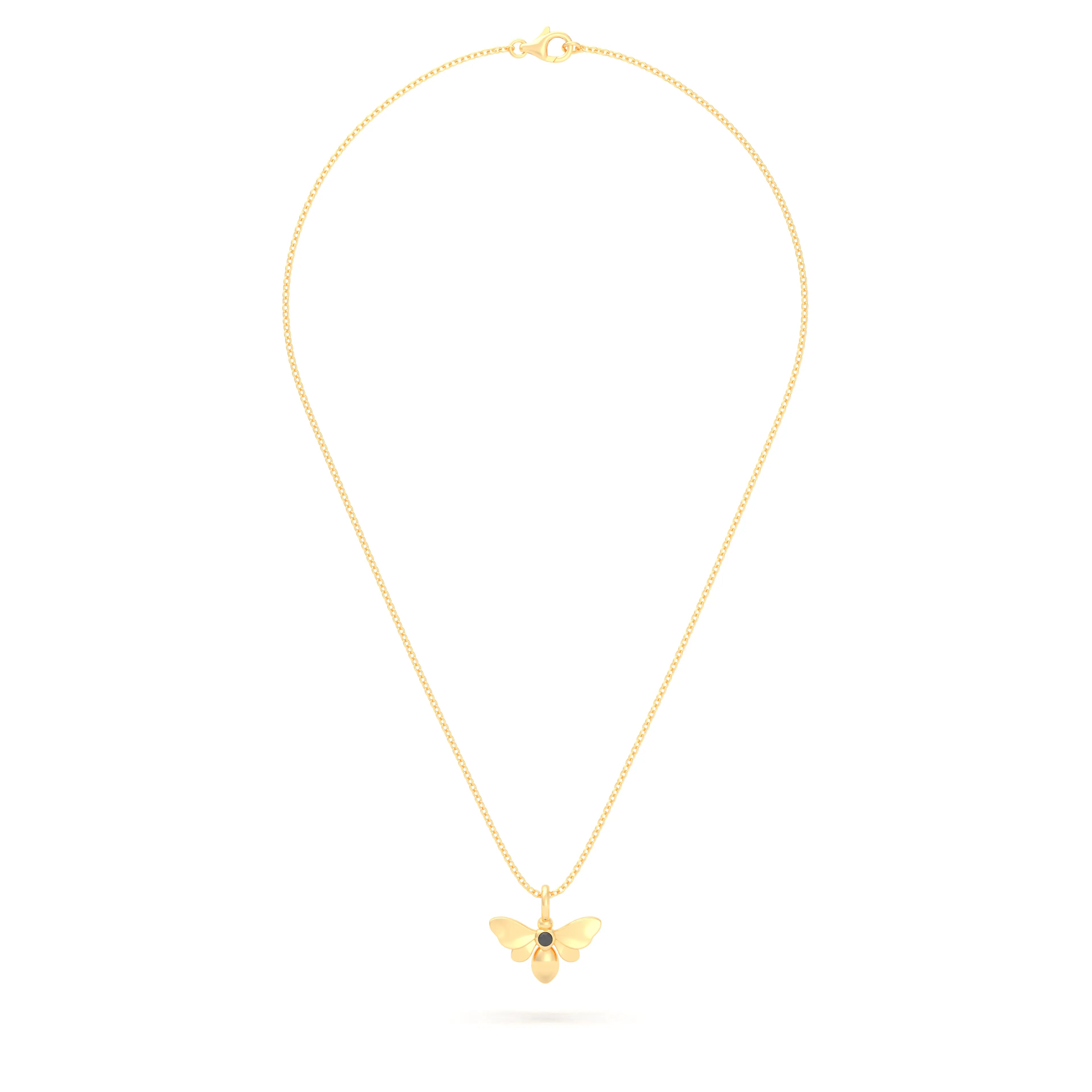 Collier Abeille en or jaune 18 carats et pierre précieuse au choix