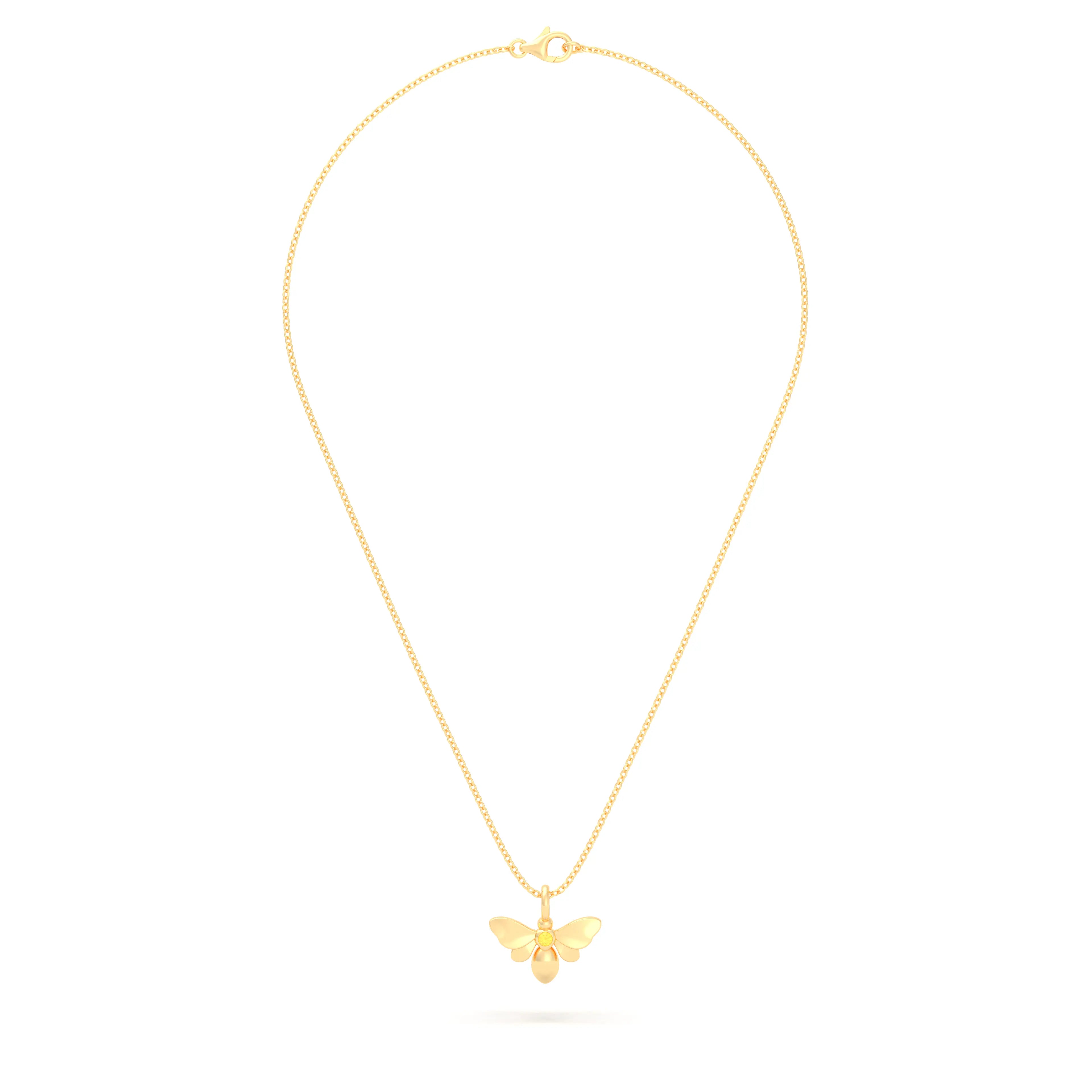Collier Abeille en or jaune 18 carats et pierre précieuse au choix