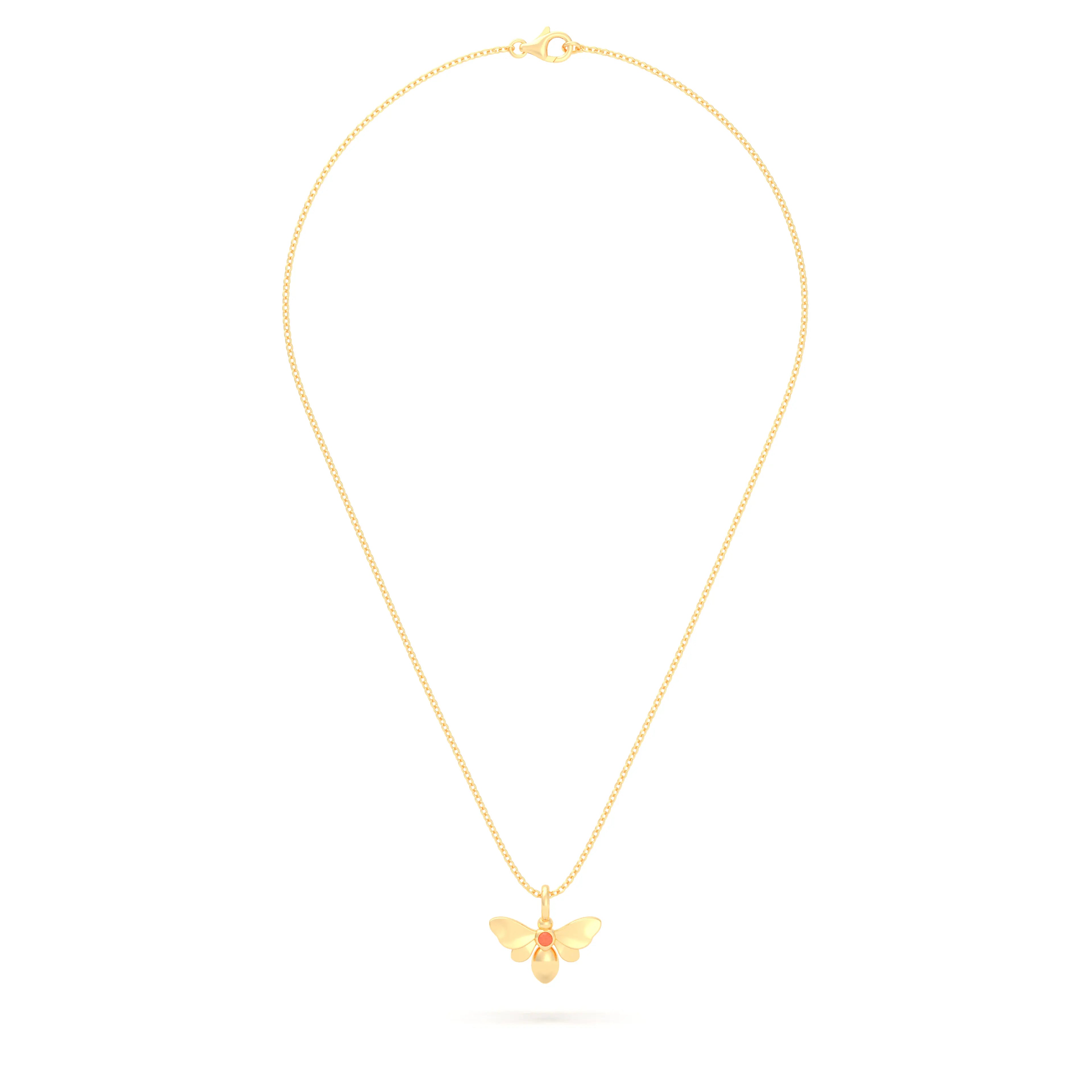 Collier Abeille en or jaune 18 carats et pierre précieuse au choix