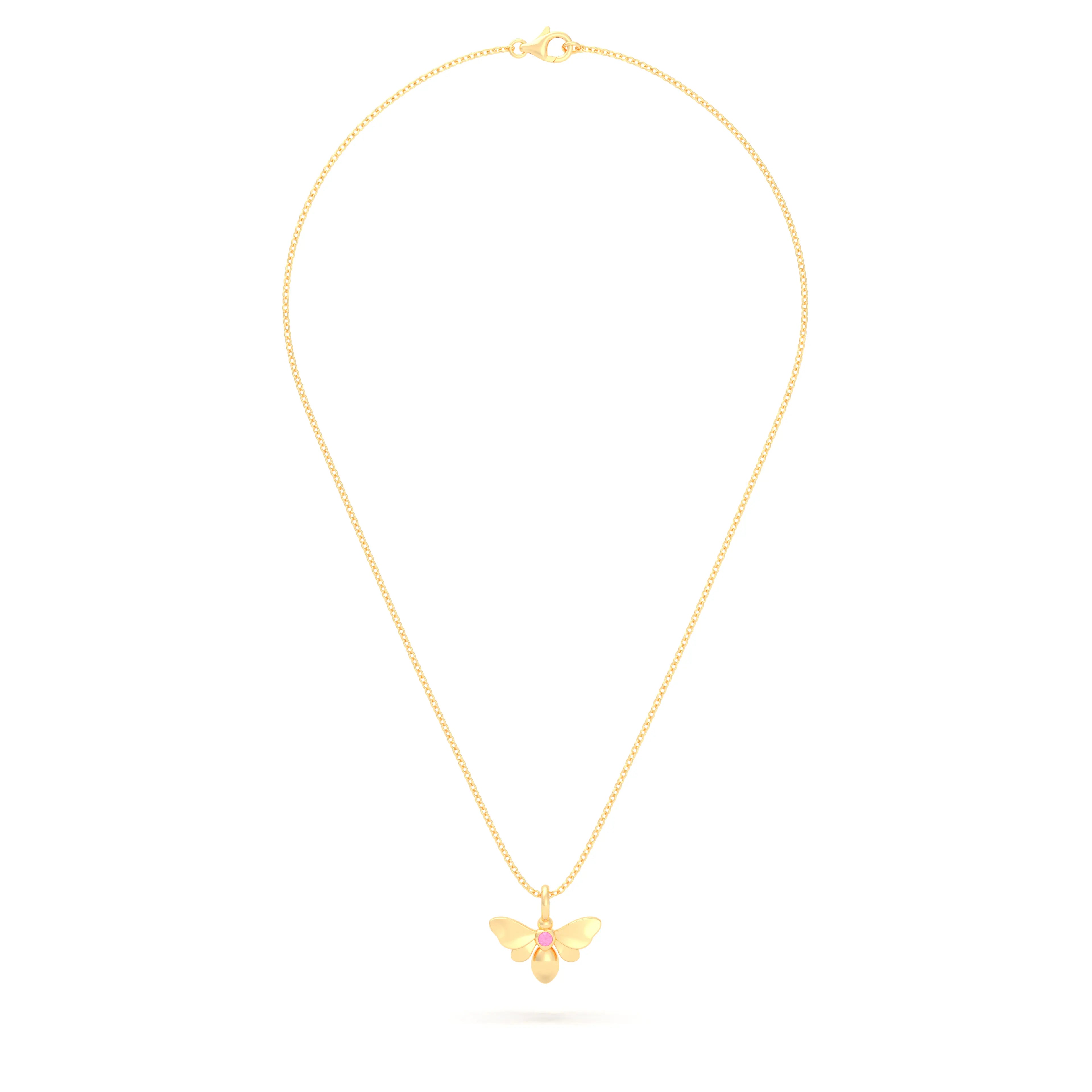 Collier Abeille en or jaune 18 carats et pierre précieuse au choix