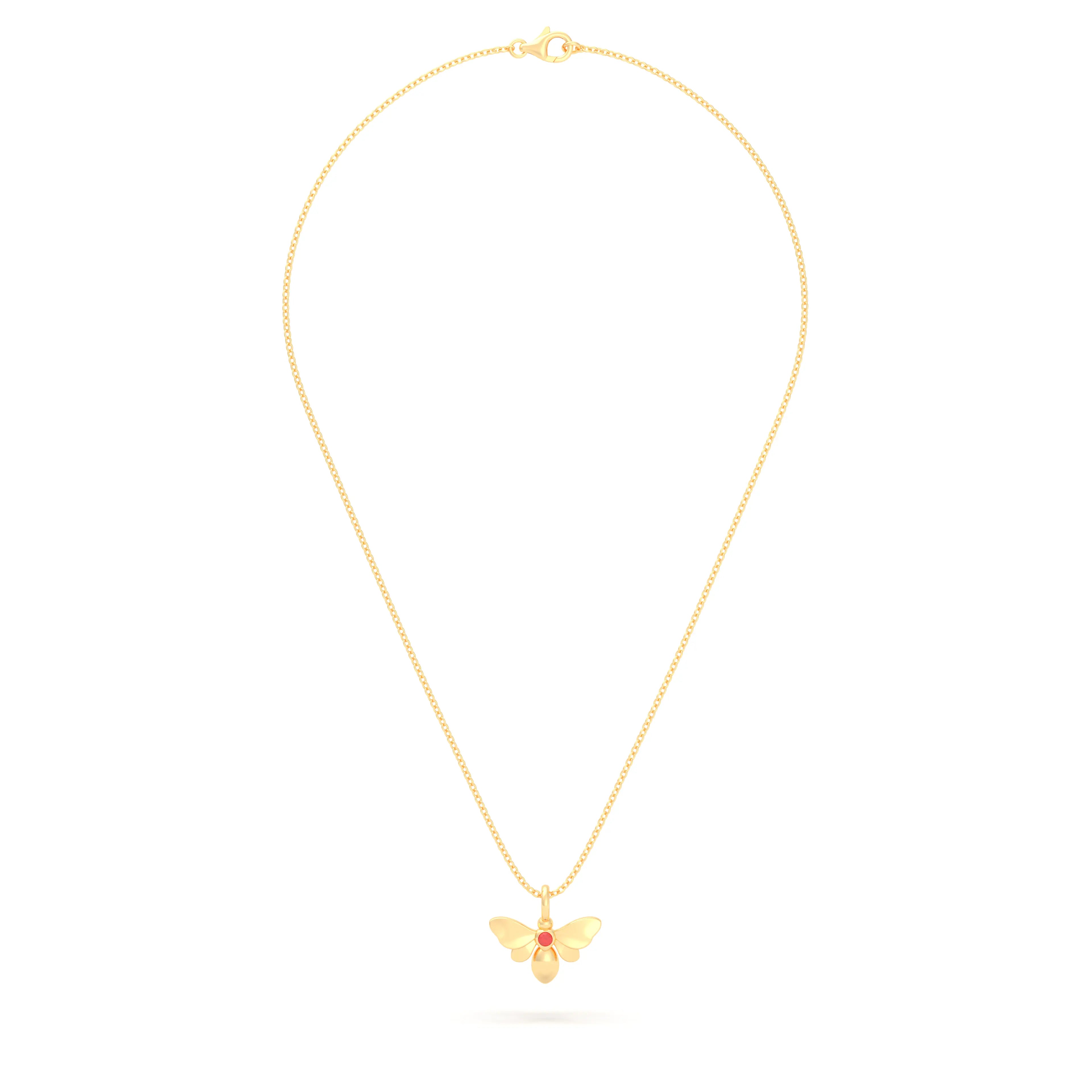 Collier Abeille en or jaune 18 carats et pierre précieuse au choix