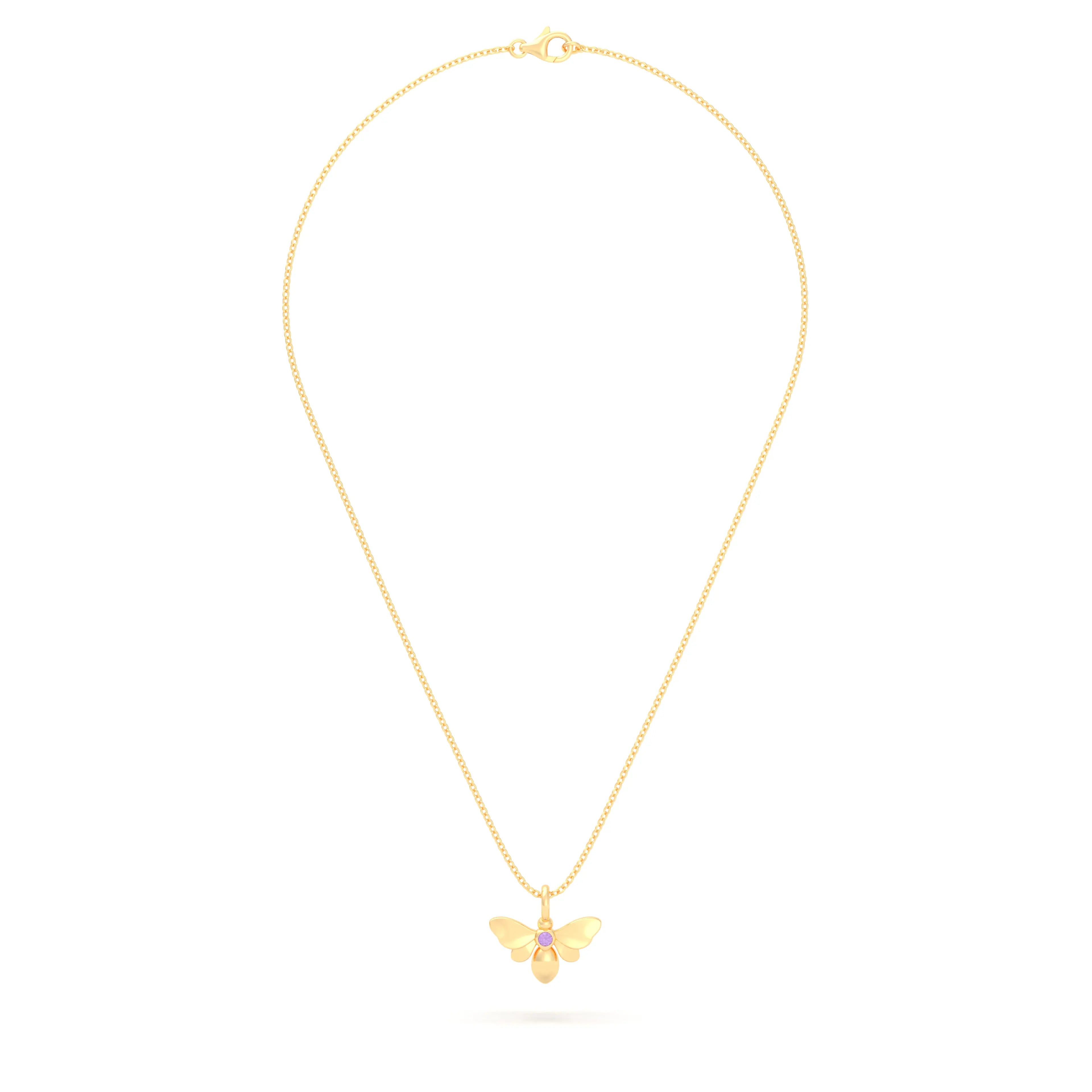 Collier Abeille en or jaune 18 carats et pierre précieuse au choix