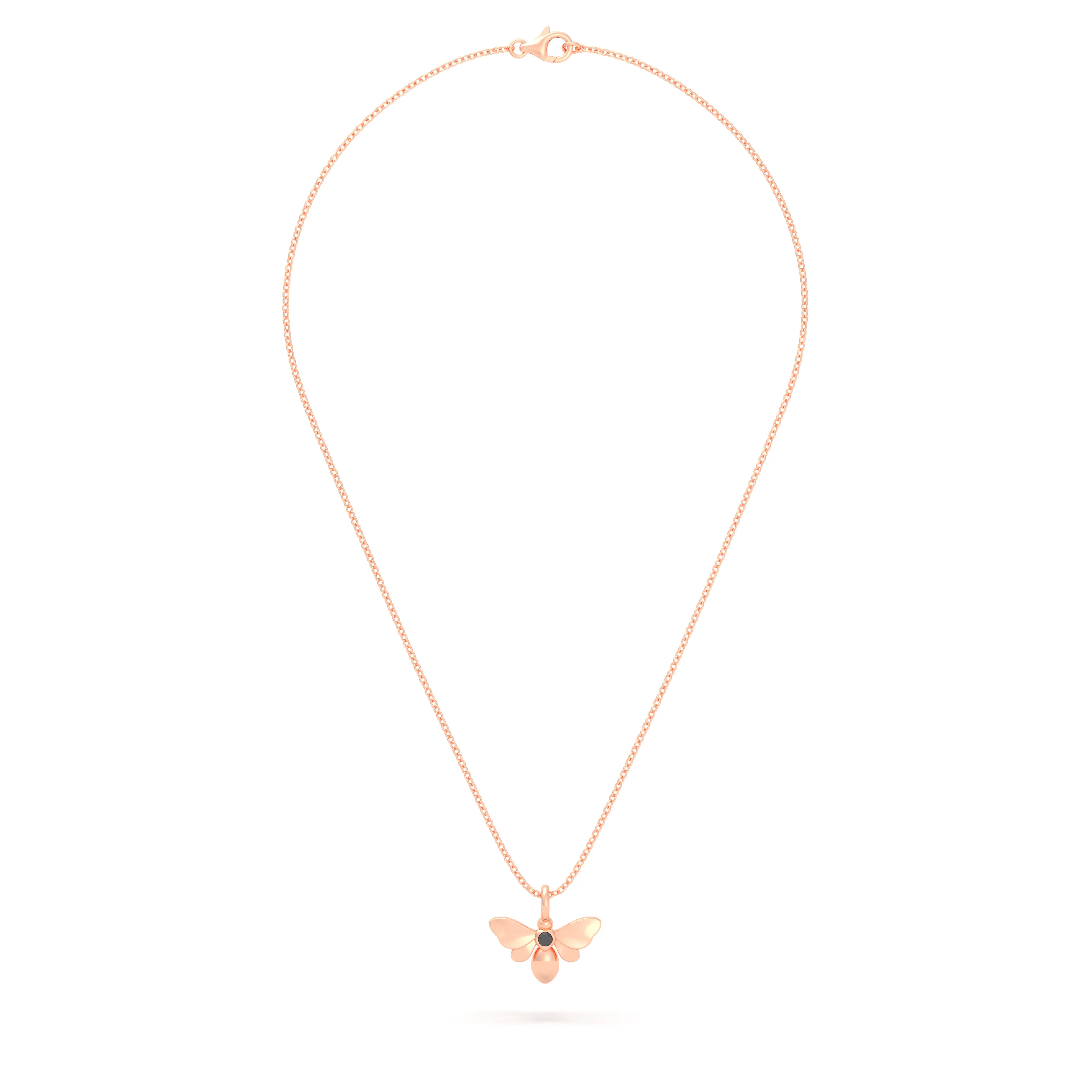 Collier Abeille en or rose 18 carats et pierre précieuse au choix