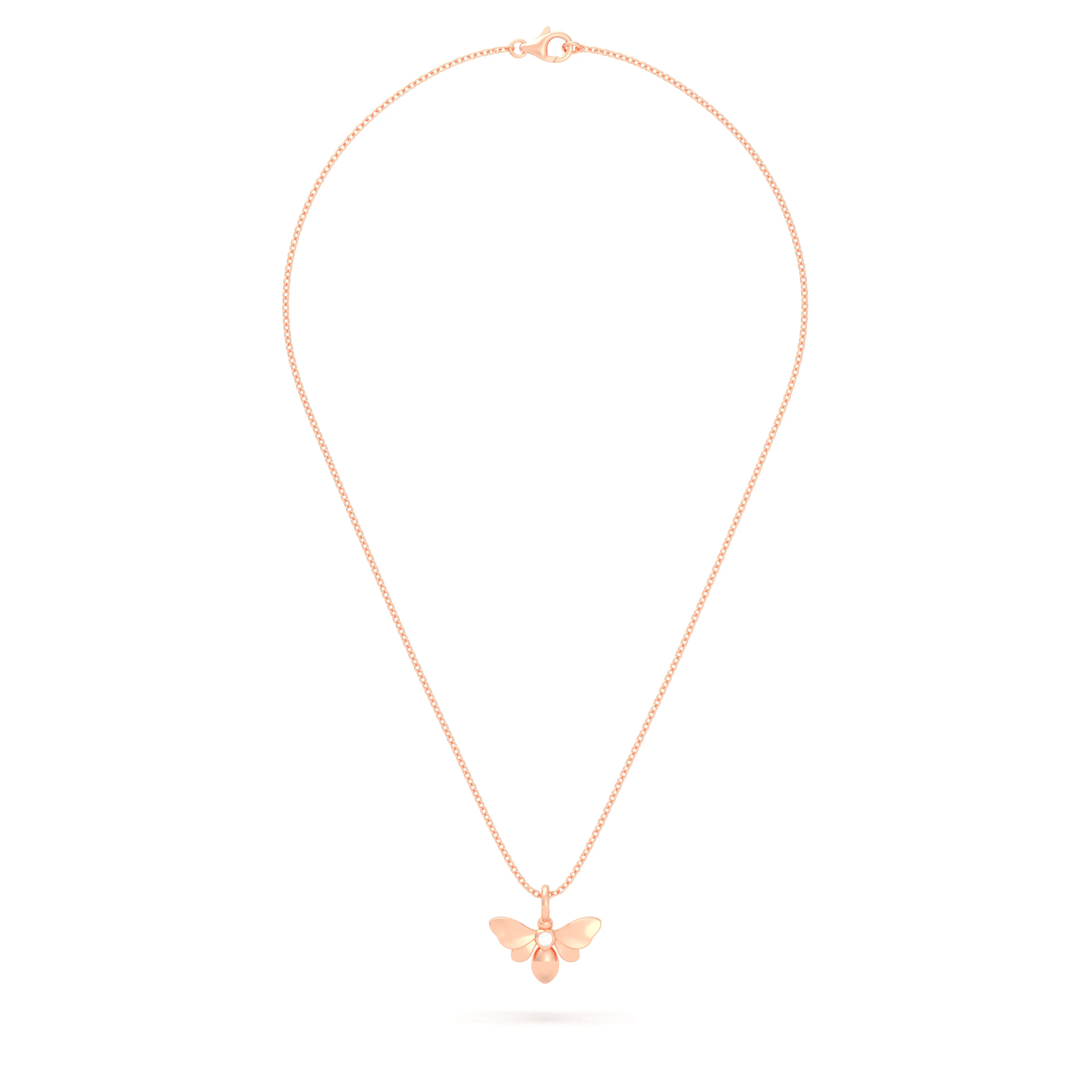 Collier Abeille en or rose 18 carats et pierre précieuse au choix