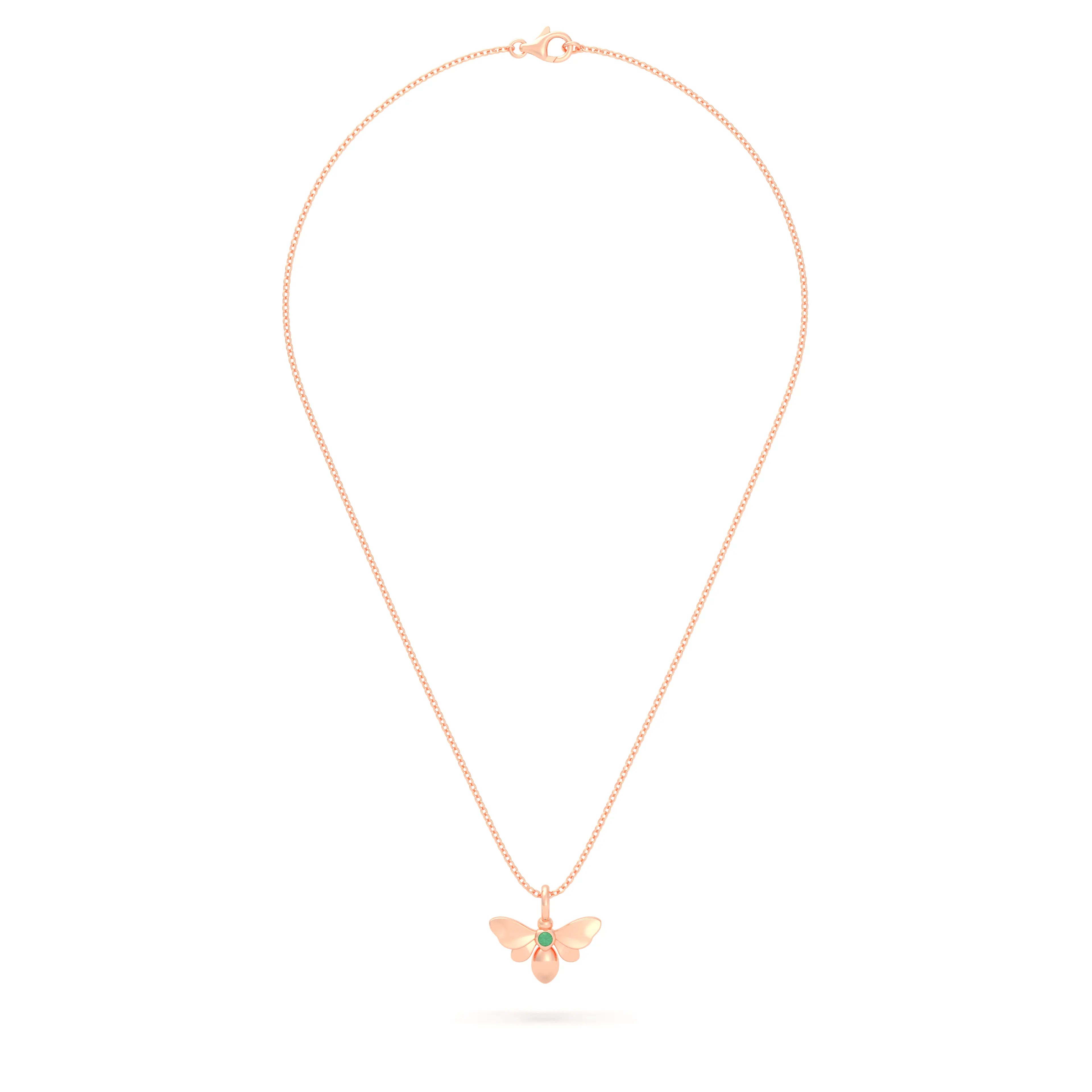 Collier Abeille en or rose 18 carats et pierre précieuse au choix