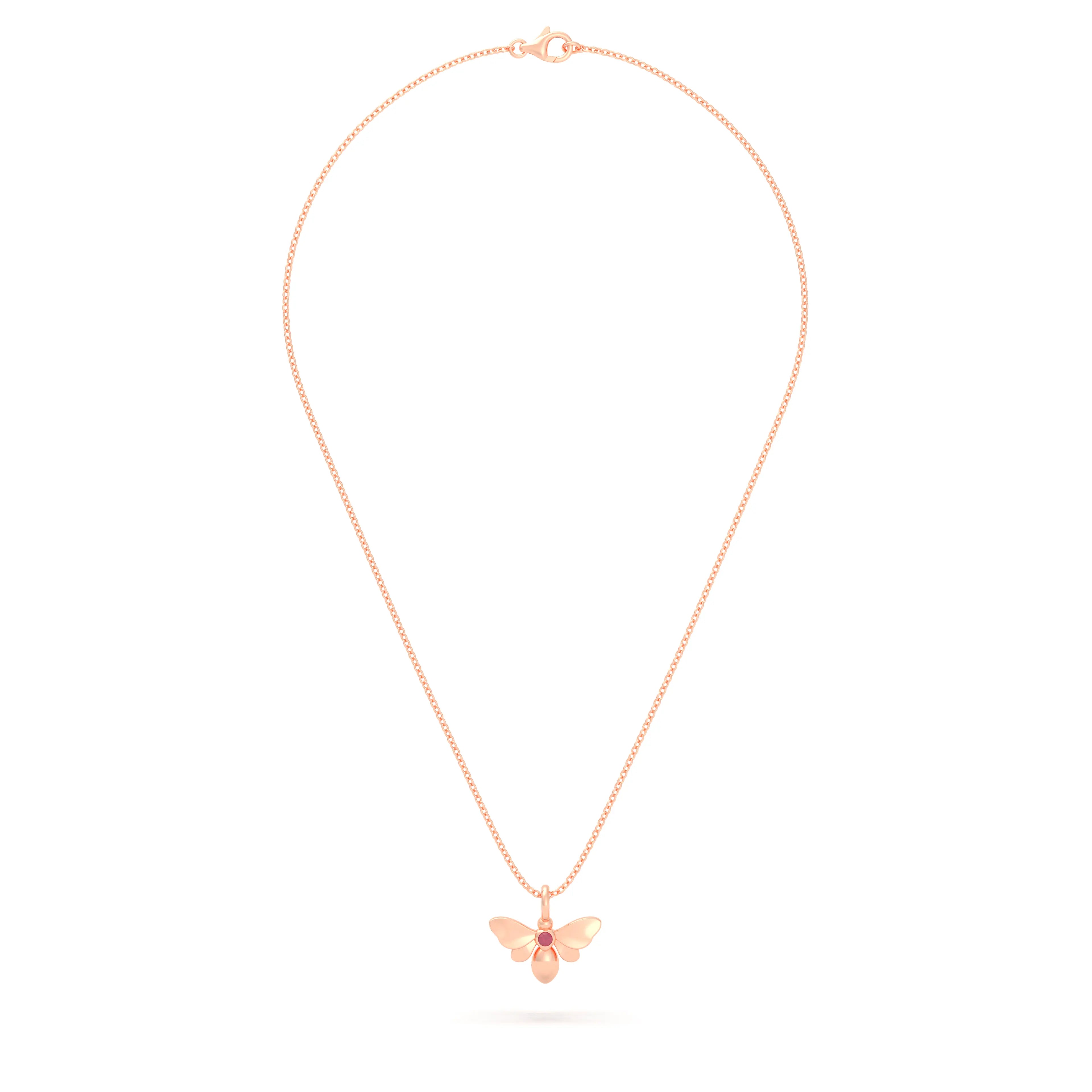 Collier Abeille en or rose 18 carats et pierre précieuse au choix