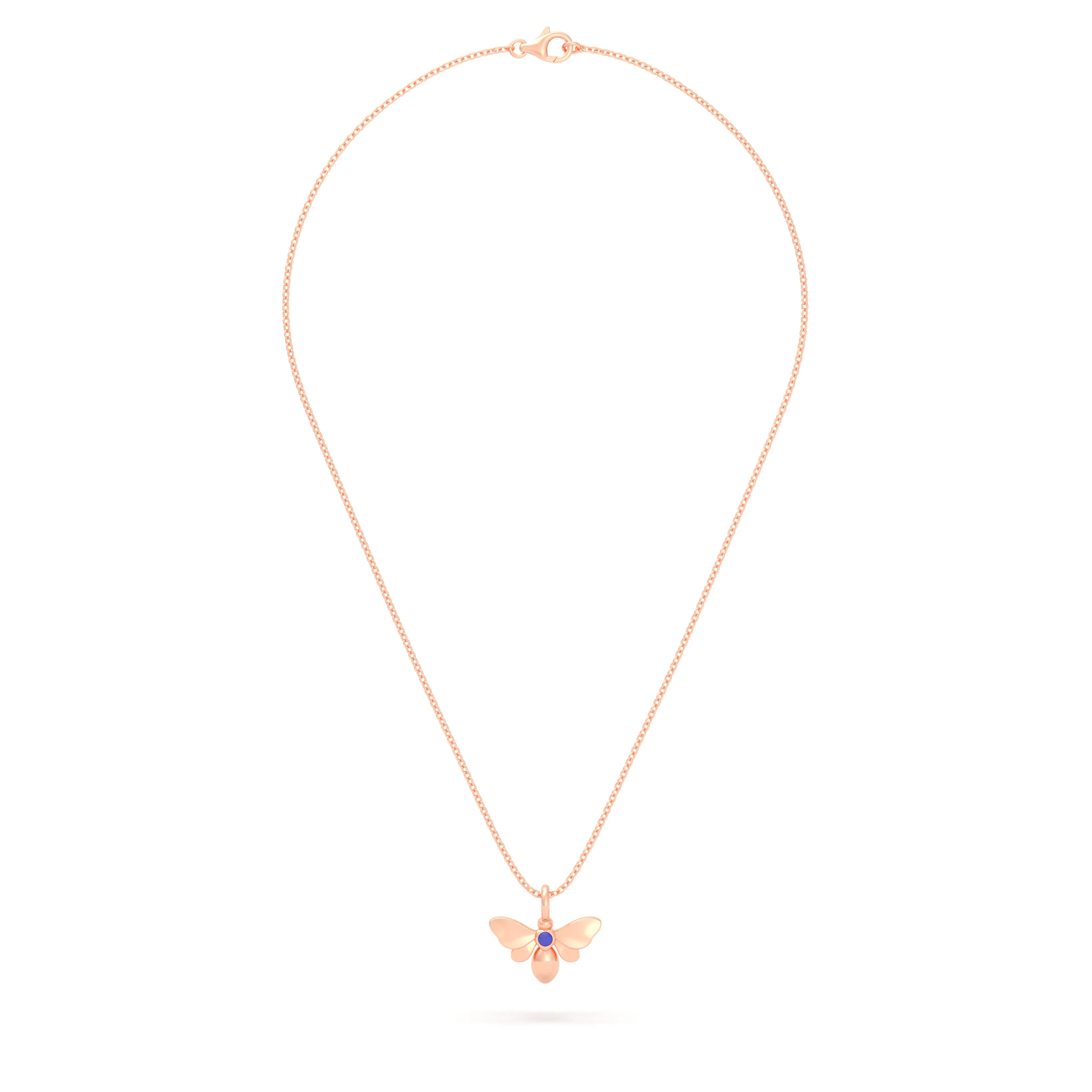 Collier Abeille en or rose 18 carats et pierre précieuse au choix