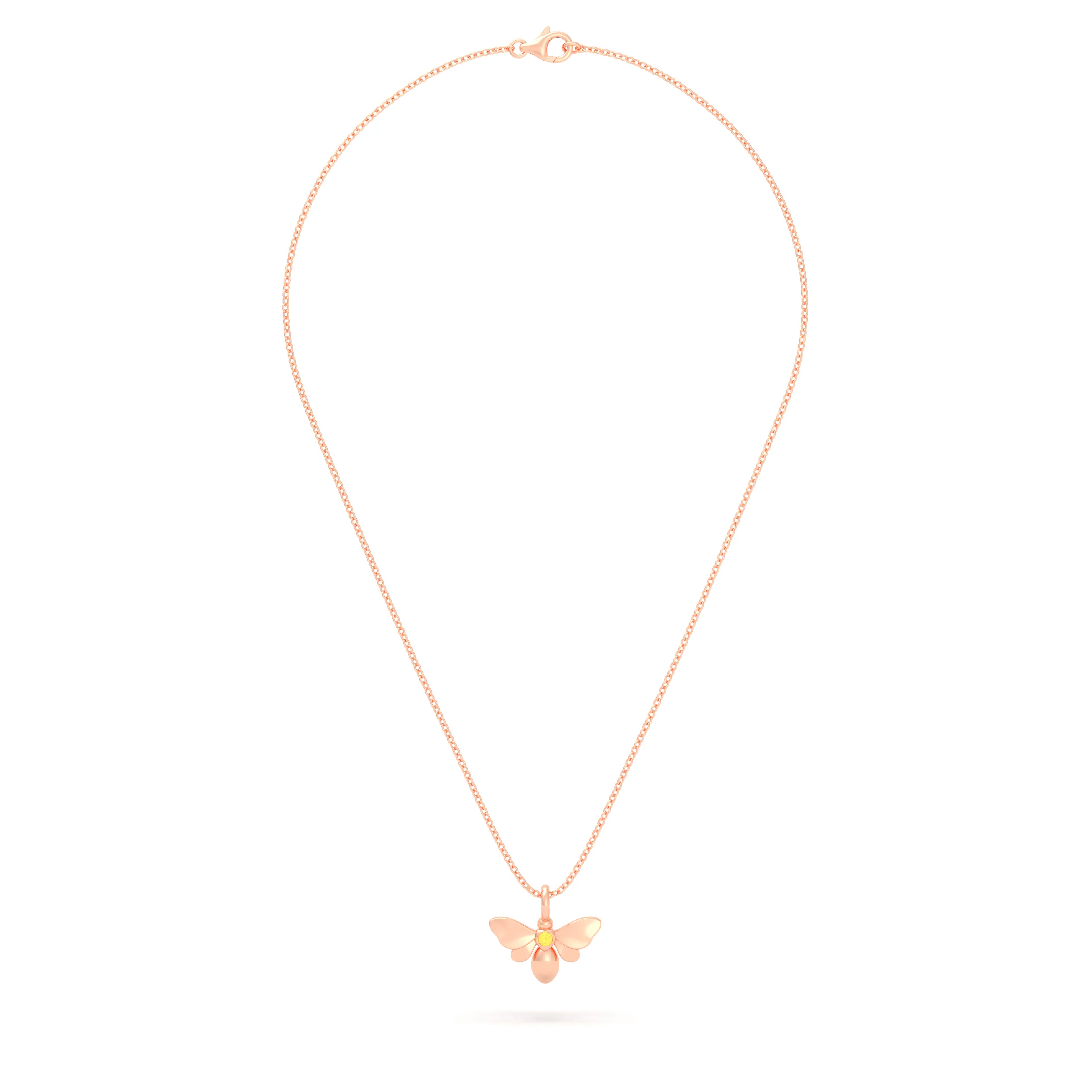 Collier Abeille en or rose 18 carats et pierre précieuse au choix