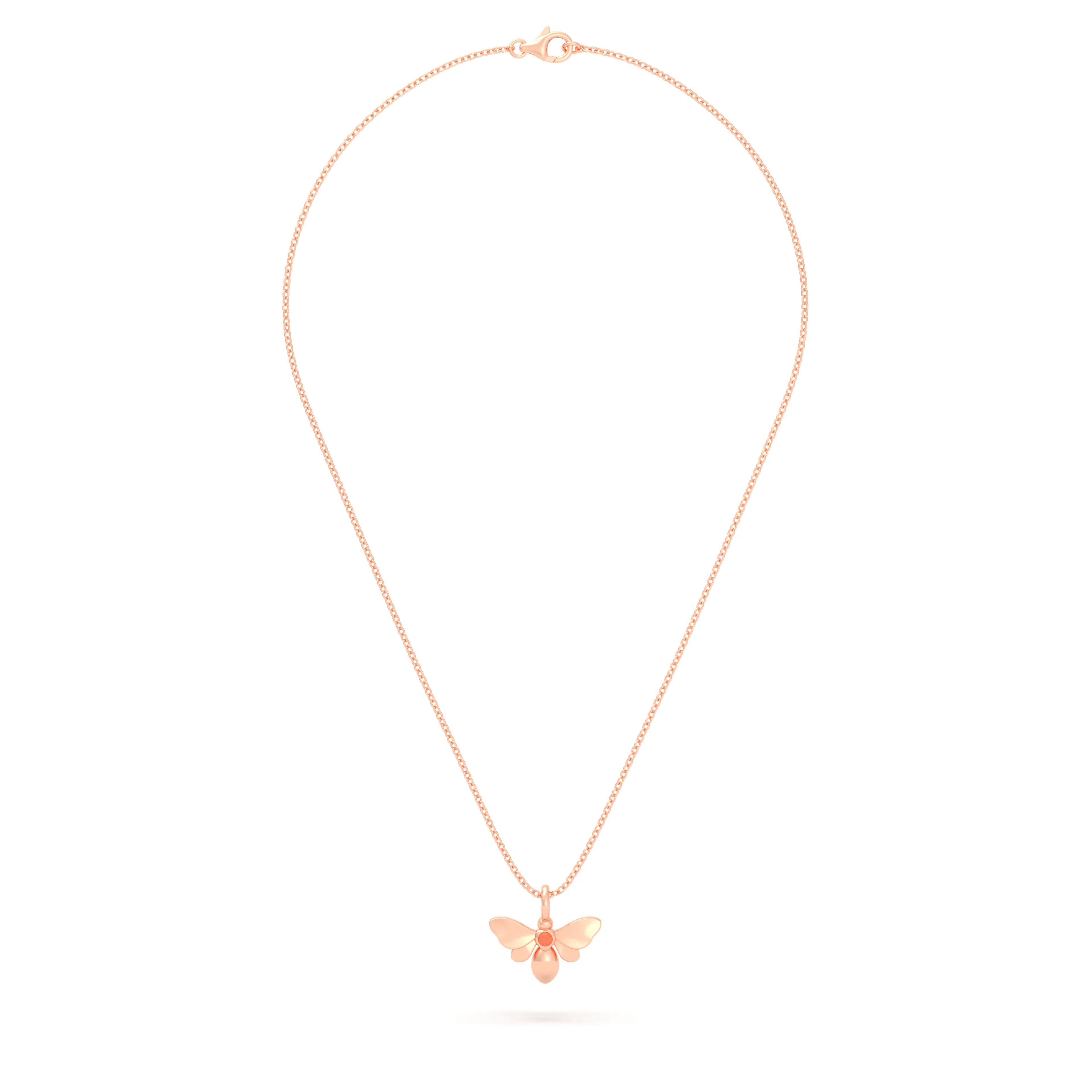 Collier Abeille en or rose 18 carats et pierre précieuse au choix