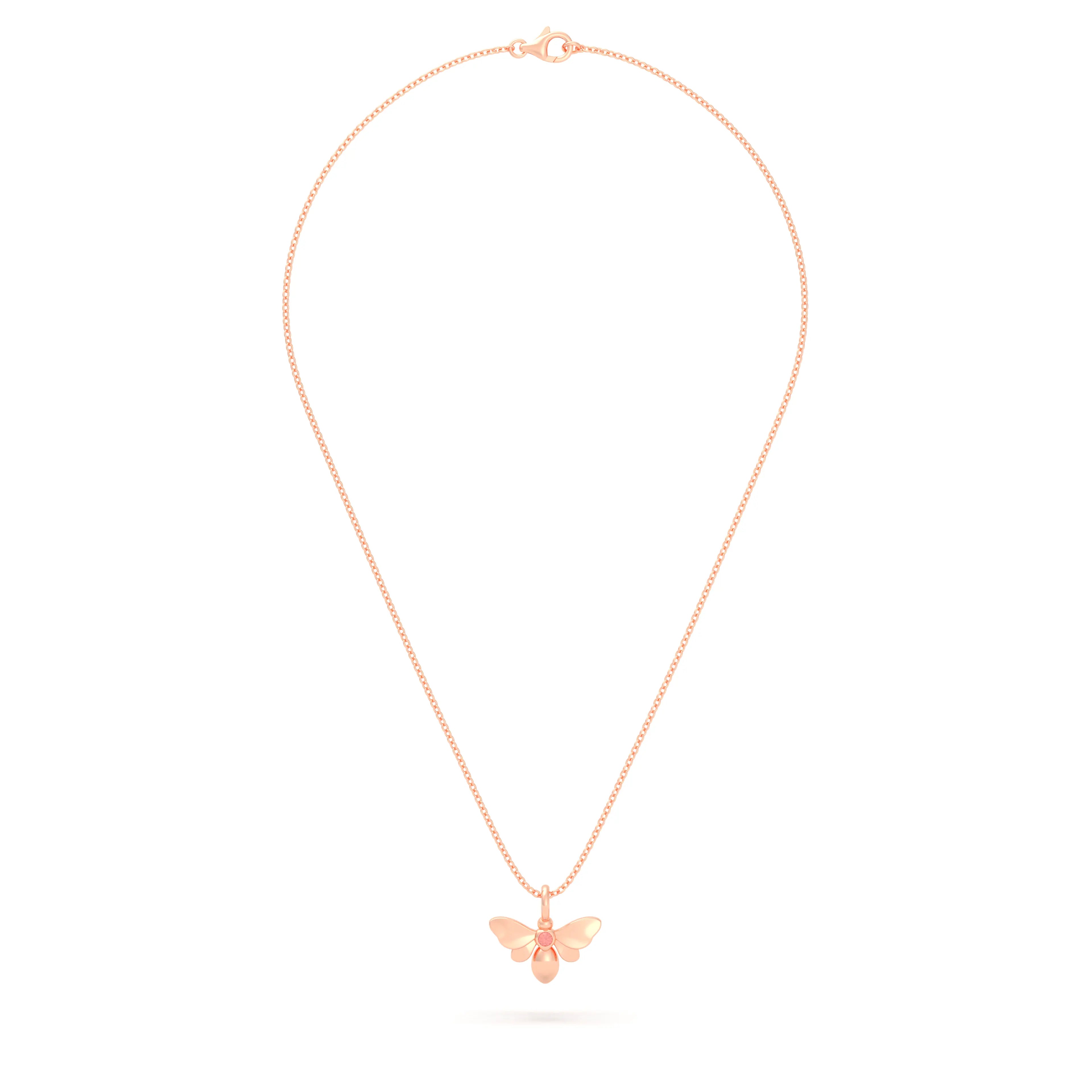 Collier Abeille en or rose 18 carats et pierre précieuse au choix