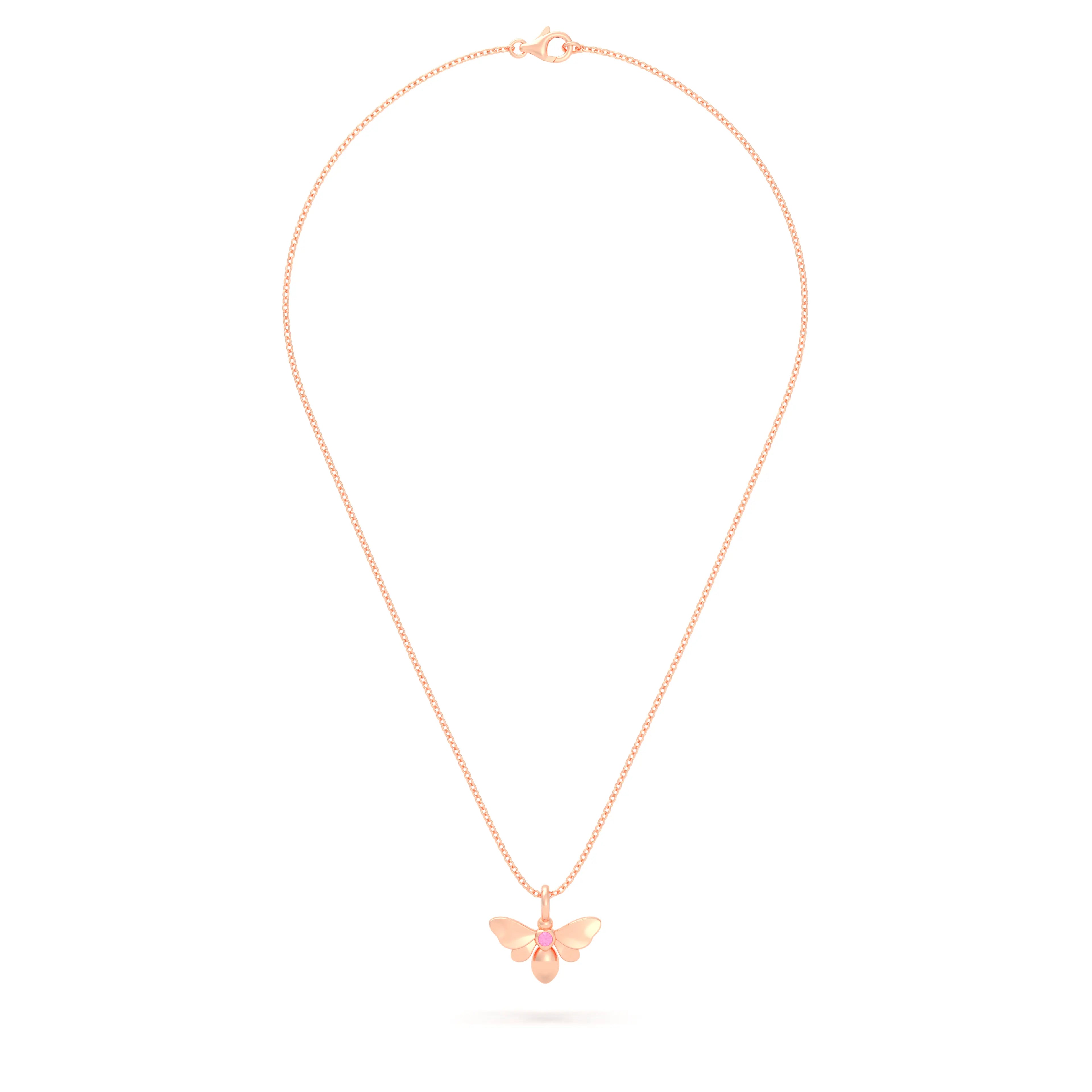 Collier Abeille en or rose 18 carats et pierre précieuse au choix