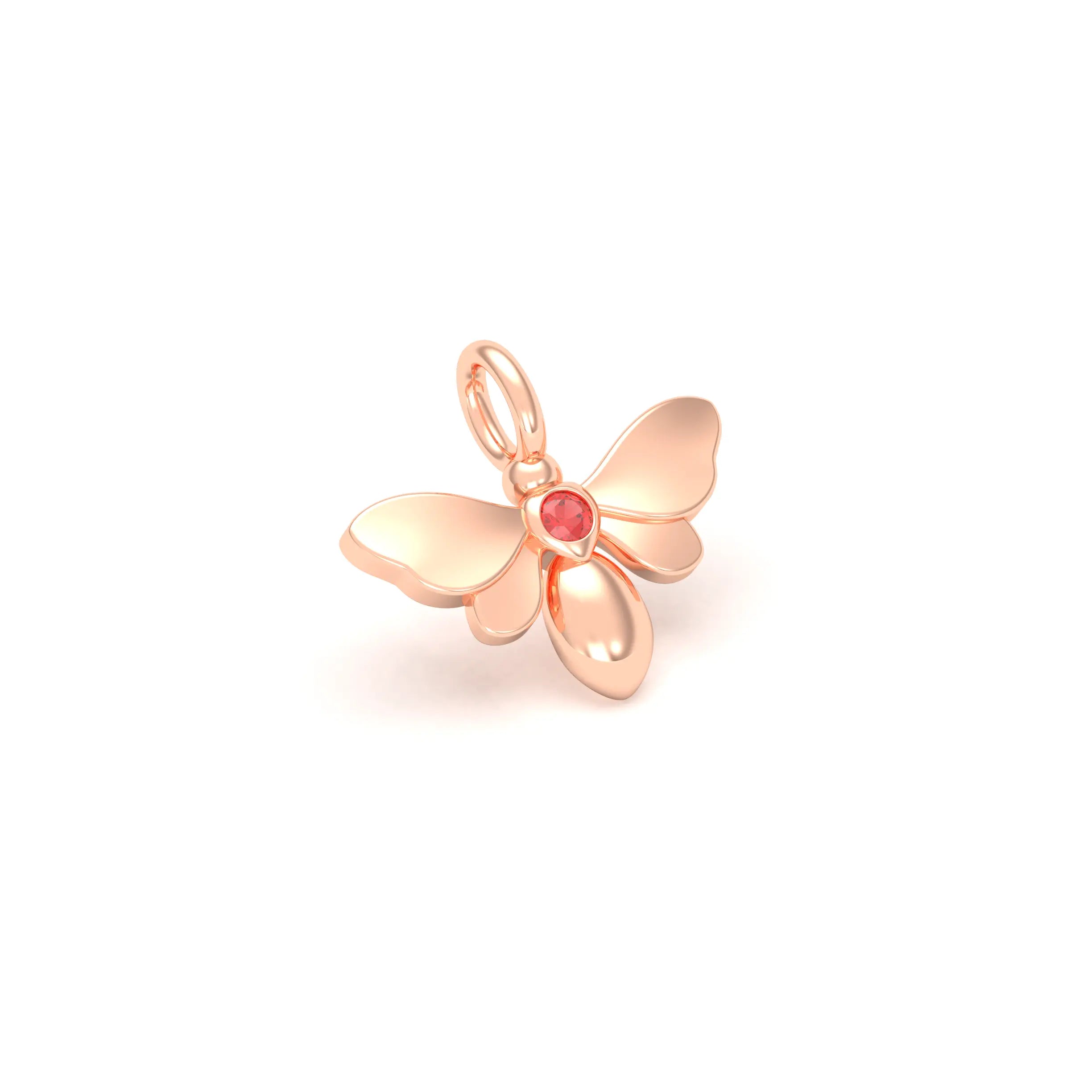 Collier Abeille en or rose 18 carats et pierre précieuse au choix Saphir rouge Pendentif seul