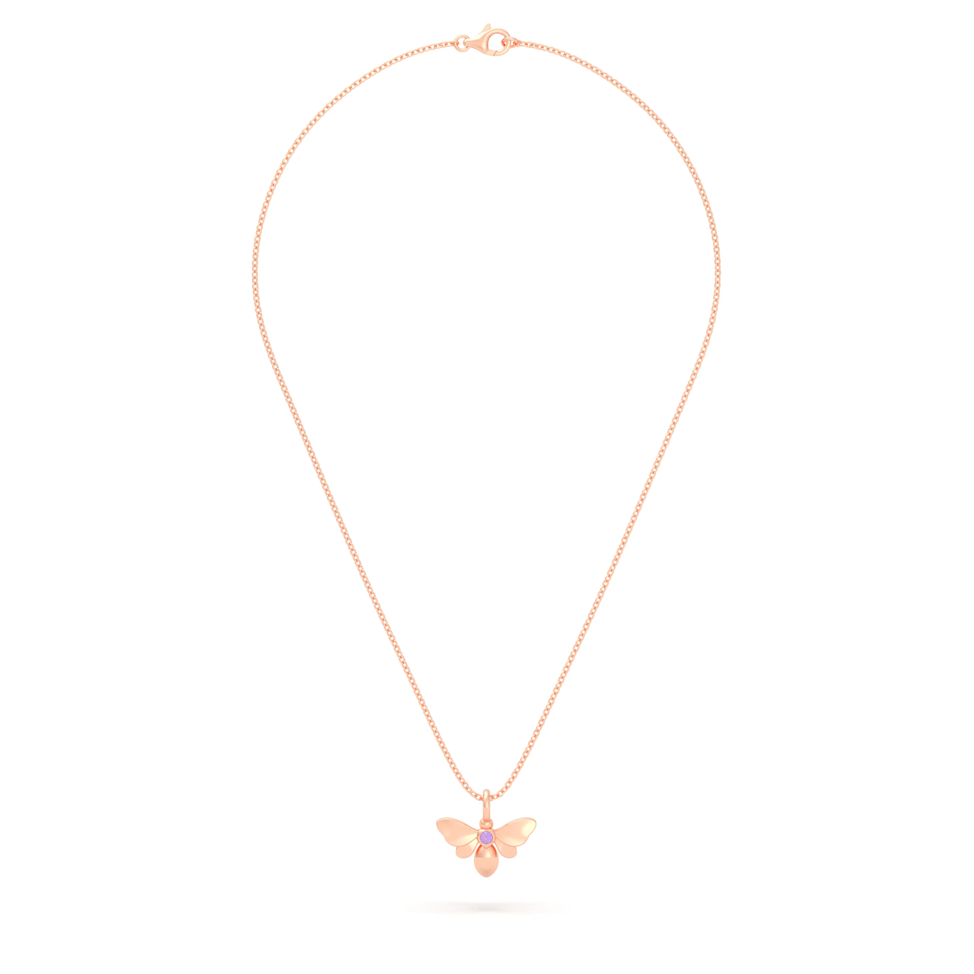 Collier Abeille en or rose 18 carats et pierre précieuse au choix