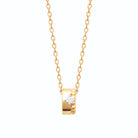 Collier anneau coulant perlé et zircon rond en plaqué or