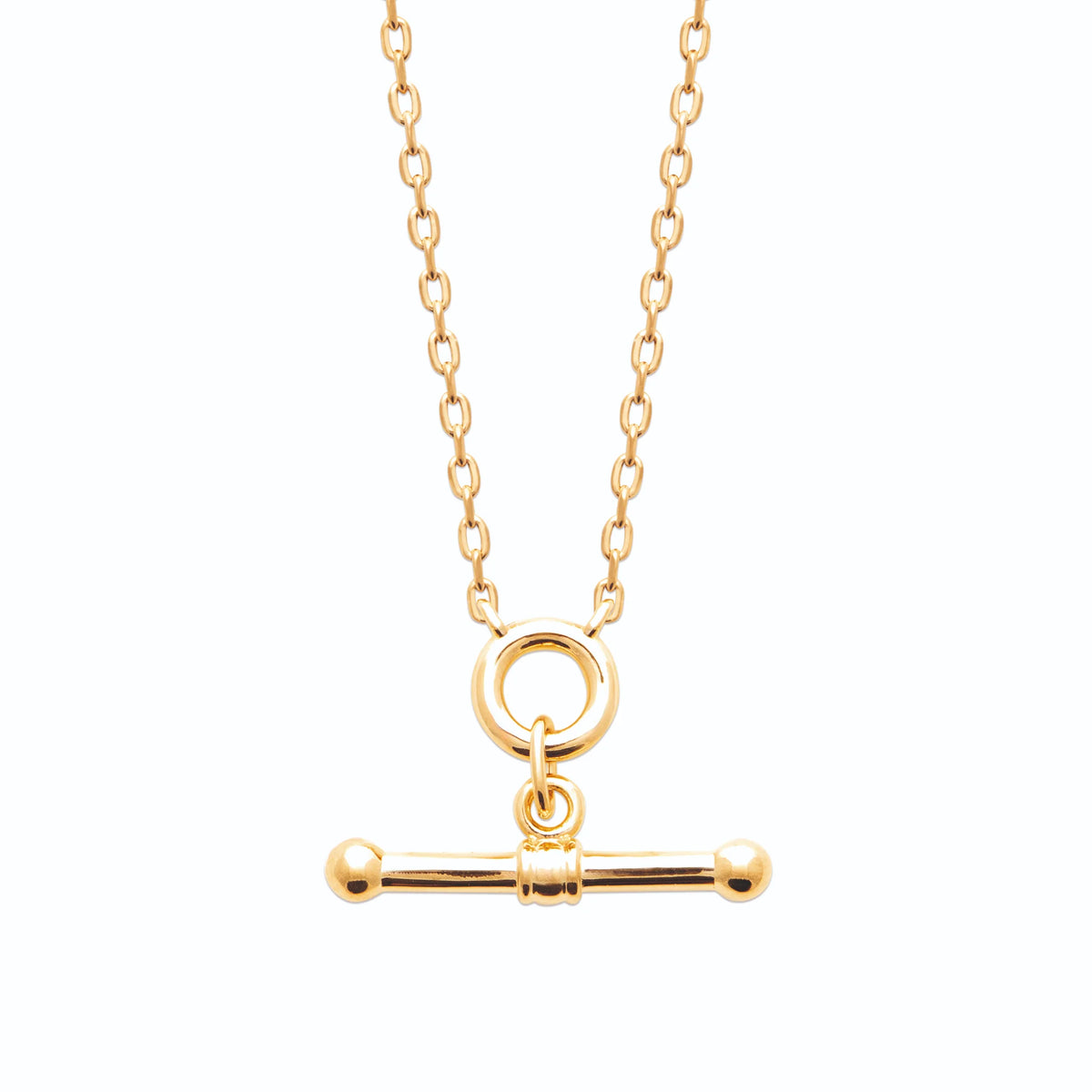 Collier anneau lisse et barre en T en plaqué or