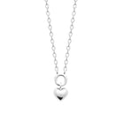 Collier anneau et petit cœur bombé en pampille en argent 925