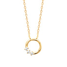 Collier anneau ouvert à trois zircons en dégradé en plaqué or