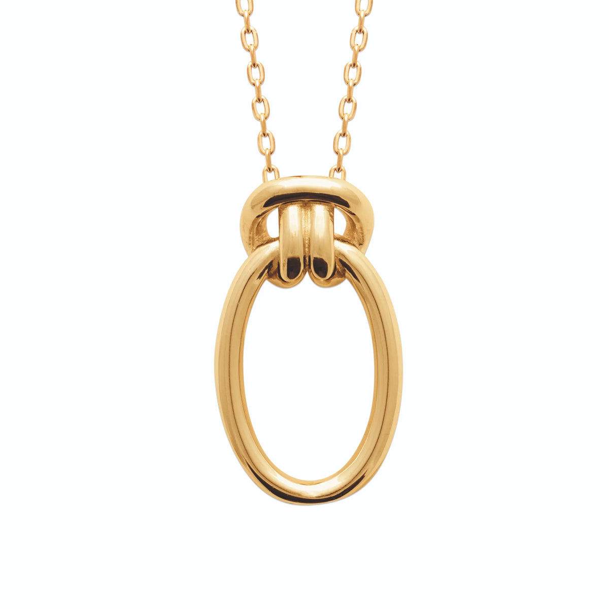 Collier grand anneau ovale poli et faisceau d’anneaux en plaqué or