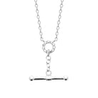 Collier anneau pavé de zircons et barre en T en argent 925