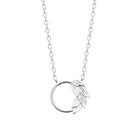 Collier cercle et rameau de feuilles ciselées en argent 925