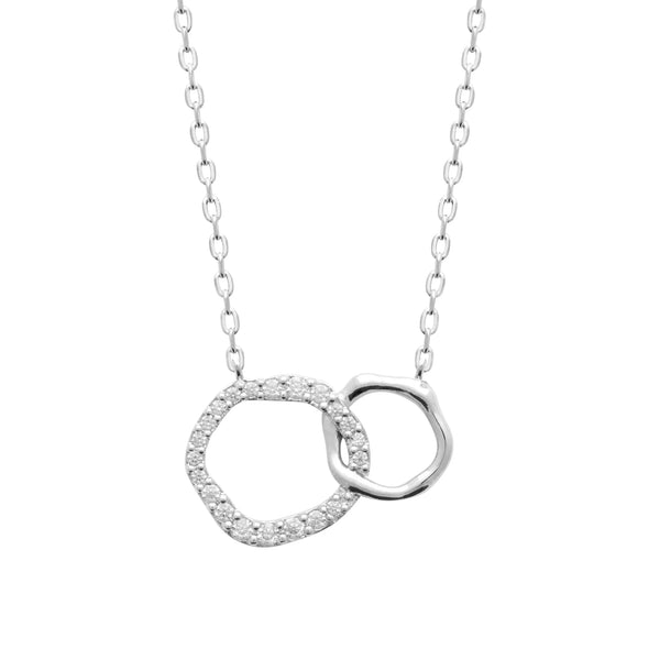Collier deux anneaux entrelacés en argent 925 et zircons