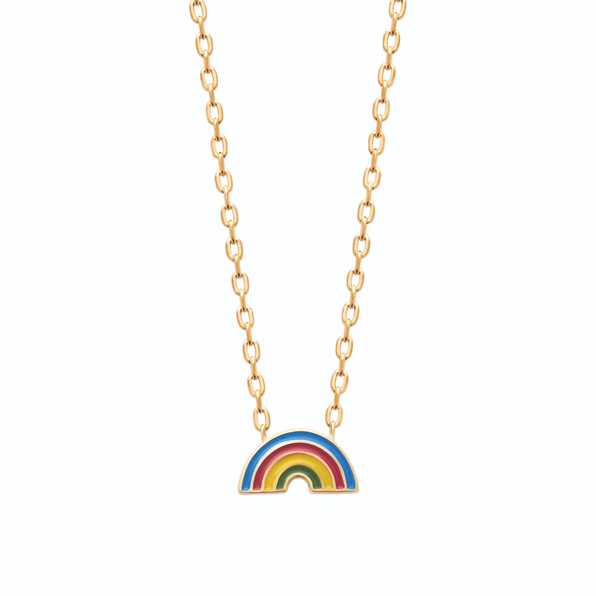 Collier arc-en-ciel enfant en plaqué or, 37 cm