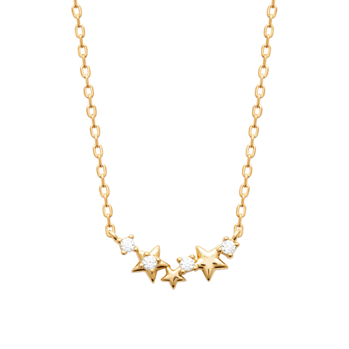 Collier plastron trois étoiles et zircons en plaqué or
