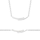 Collier barrette incurvée mi-zircons mi-lisse en argent 925
