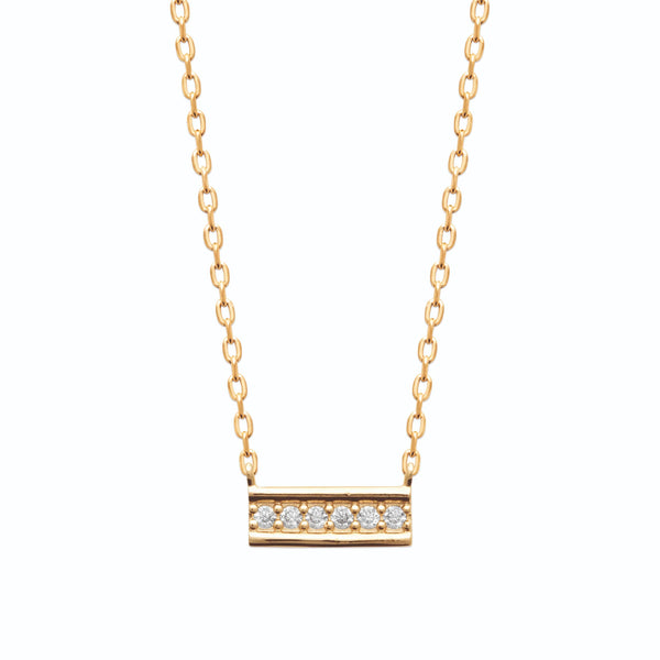 Collier barrette rectangulaire sertie d’une ligne de zircons en plaqué or