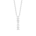 Collier barrette verticale de zircons ronds et baguette en argent 925